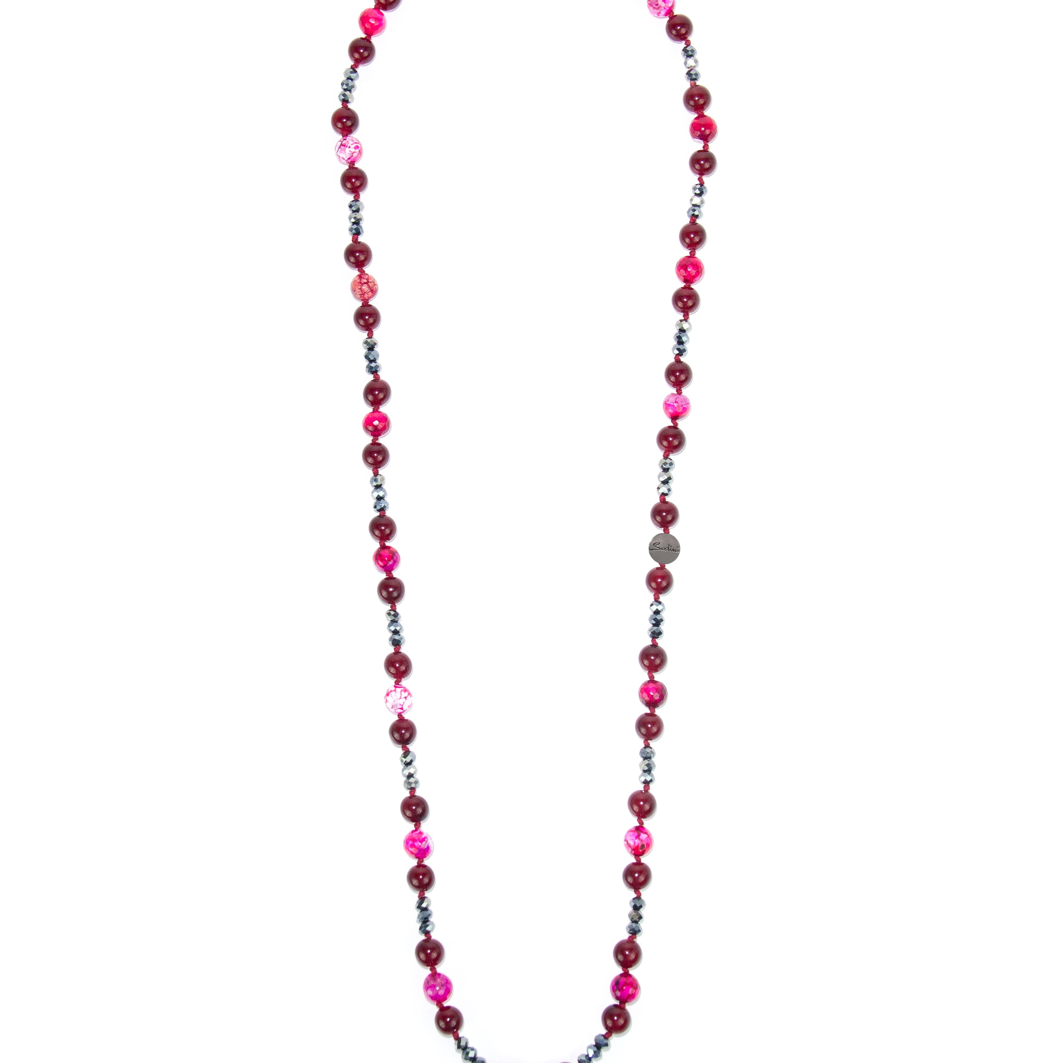 Collana in agata e cristalli Nirvana - Fucsia - Sodini Bijoux