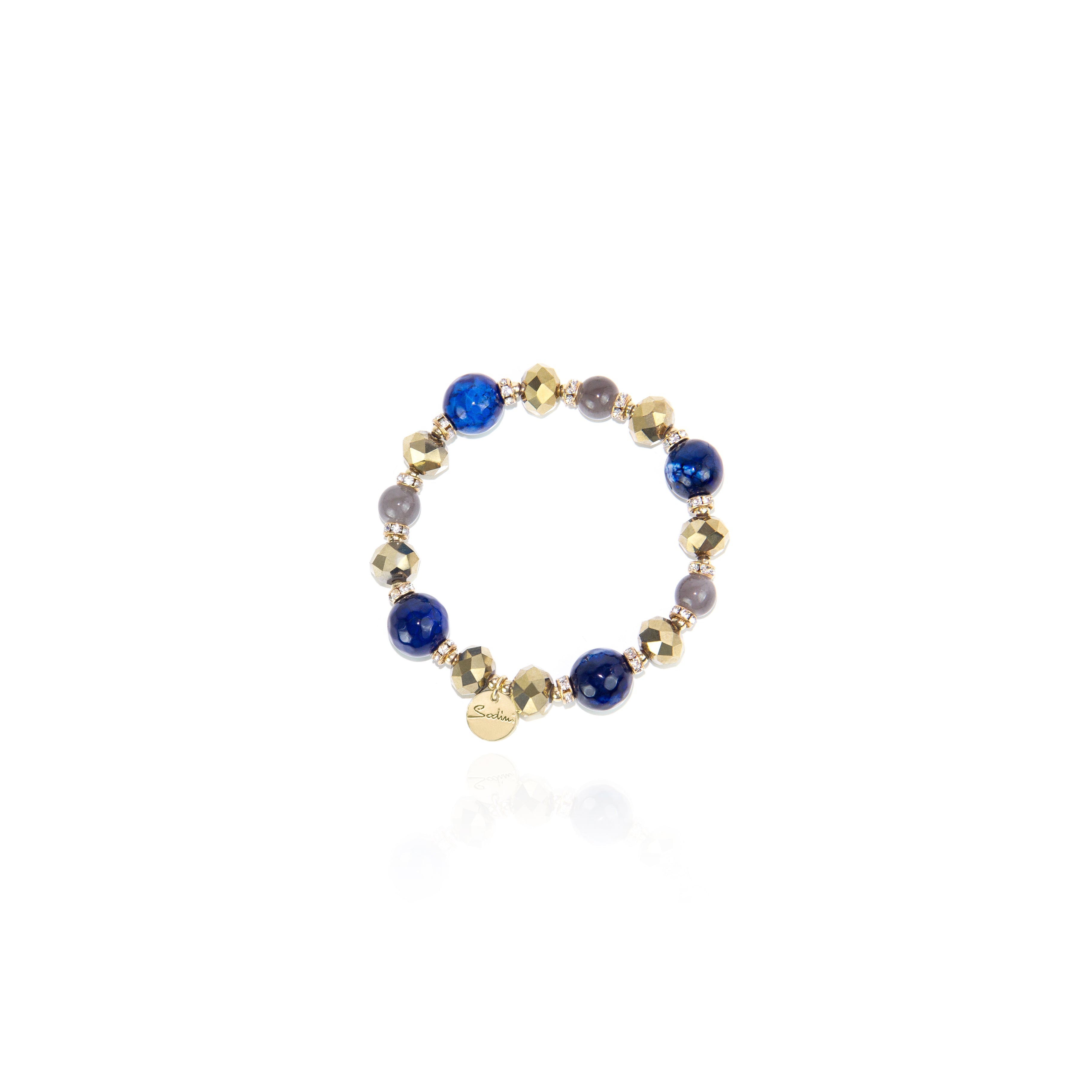 Bracciale elastico con cristalli Nirvan a - Blu - Sodini Bijoux