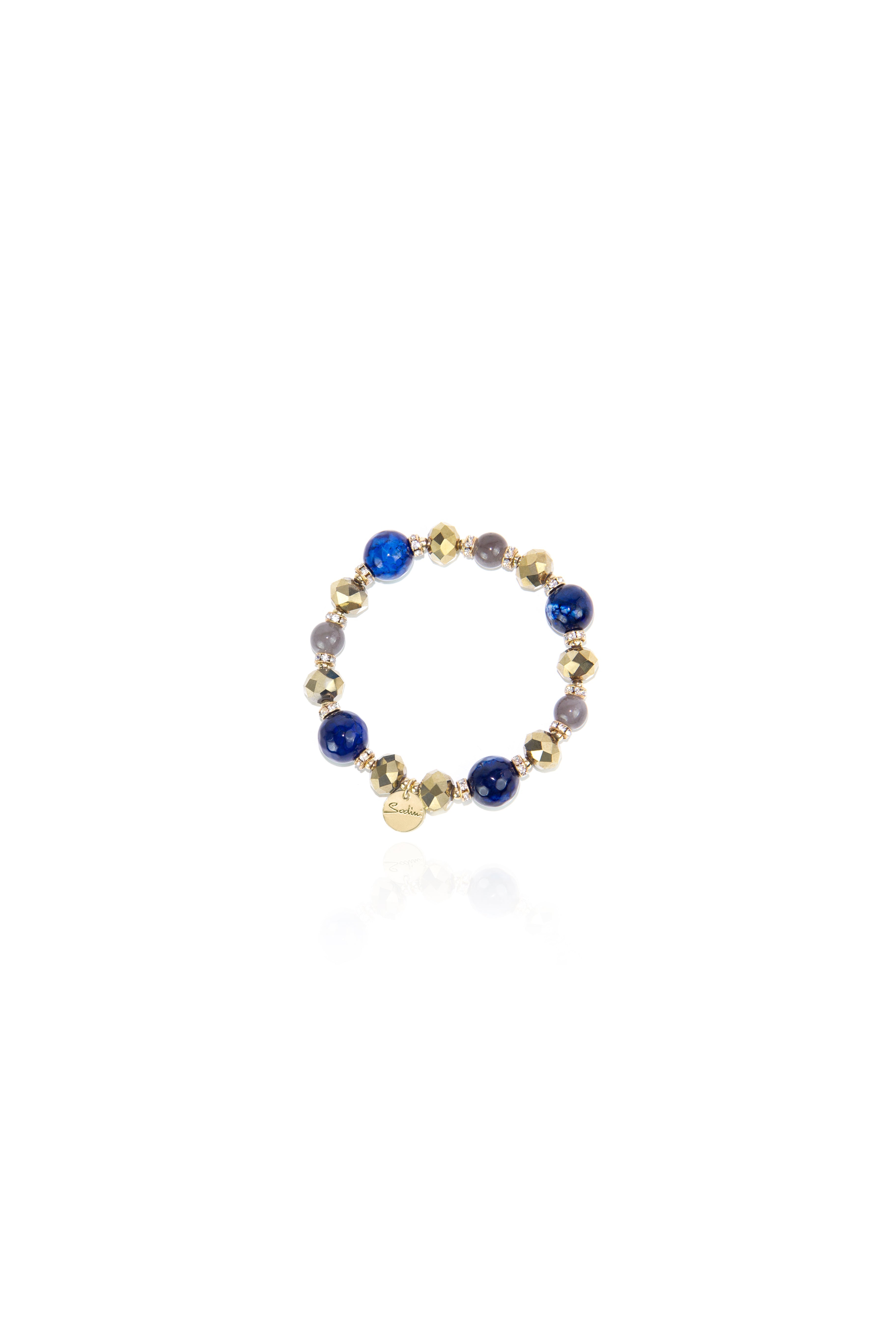 Bracciale elastico con cristalli Nirvan a - Blu - Sodini Bijoux