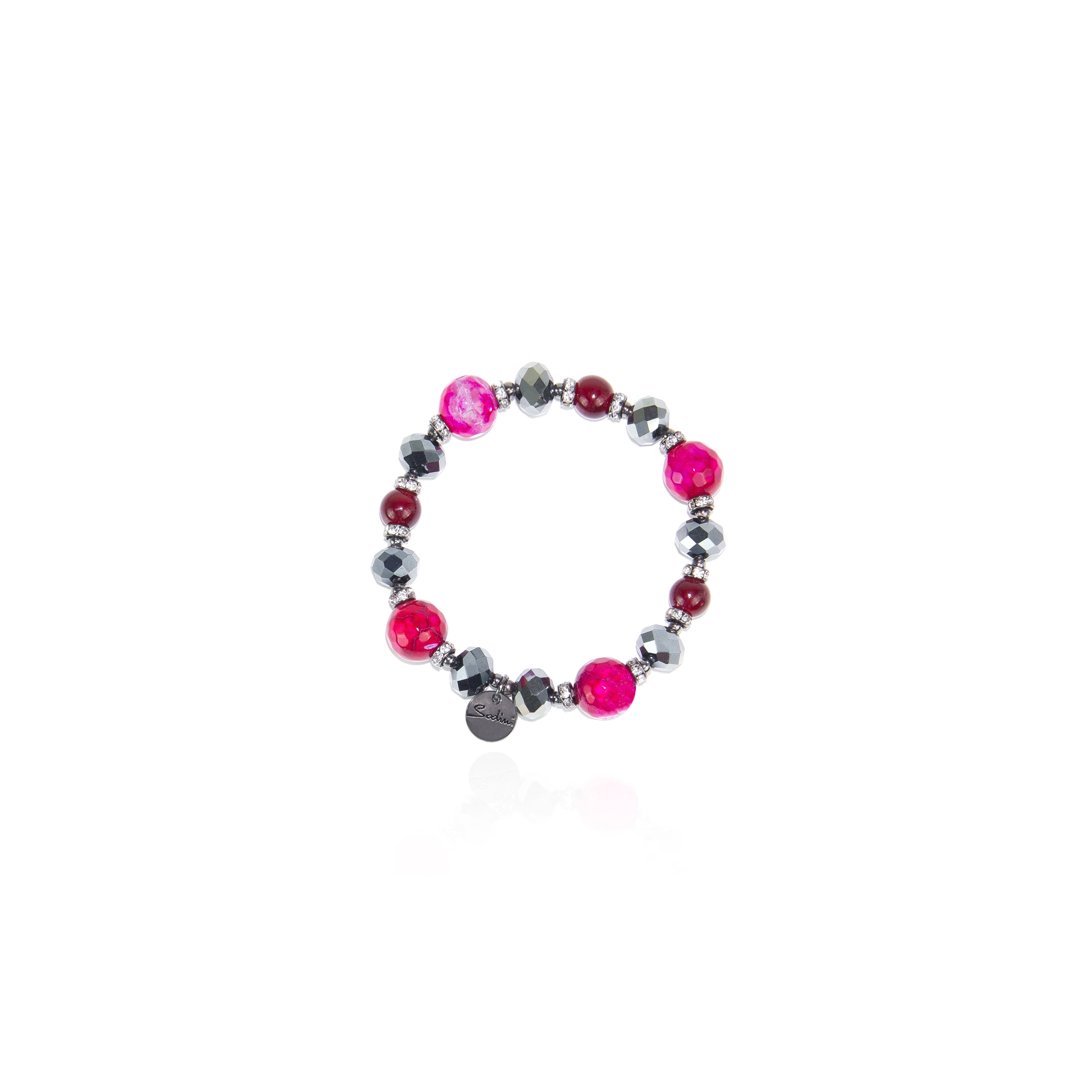 Bracciale elastico con cristalli Nirvan a - Fucsia - Sodini Bijoux