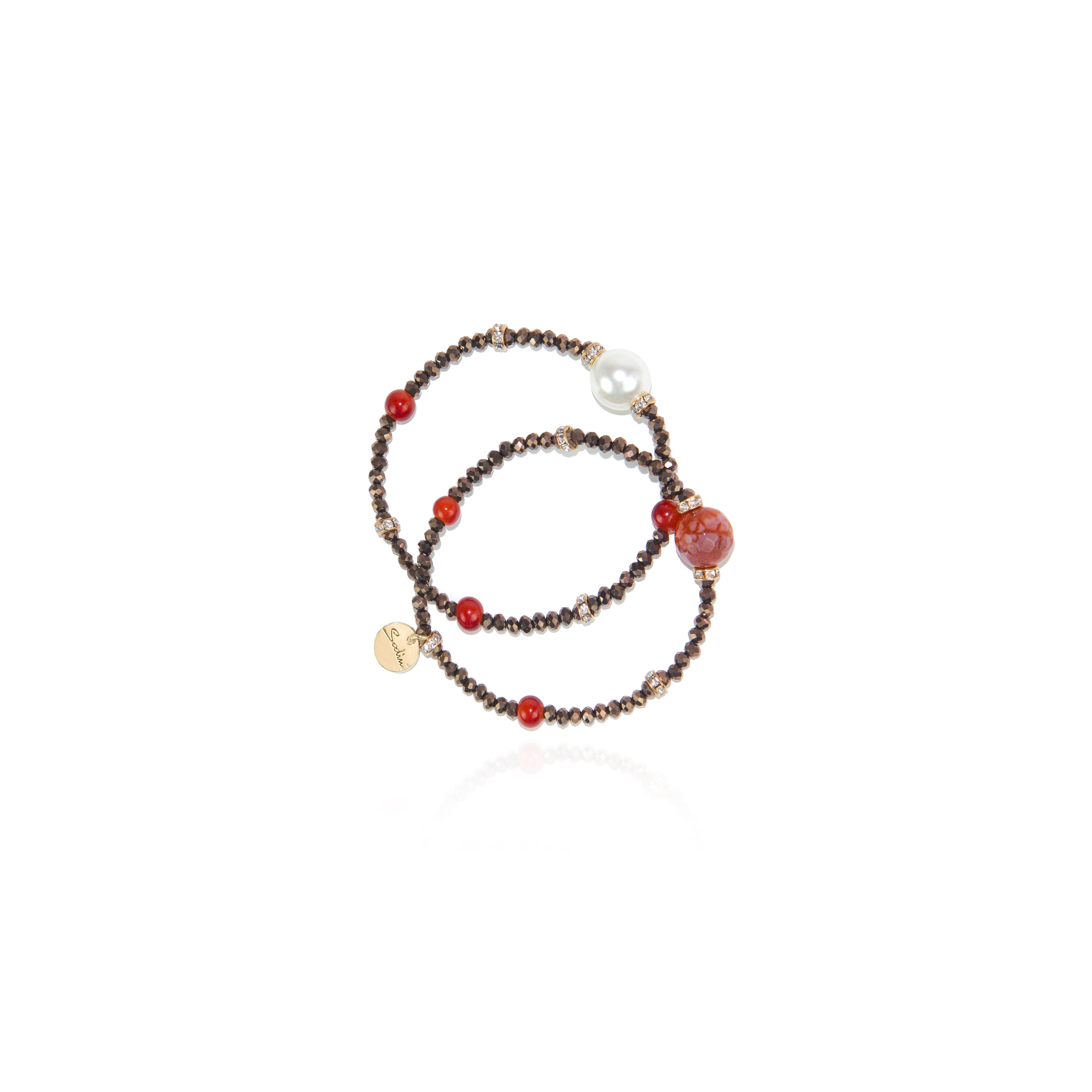 Coppia di bracciali elastici Nirvana - Marrone - Sodini Bijoux