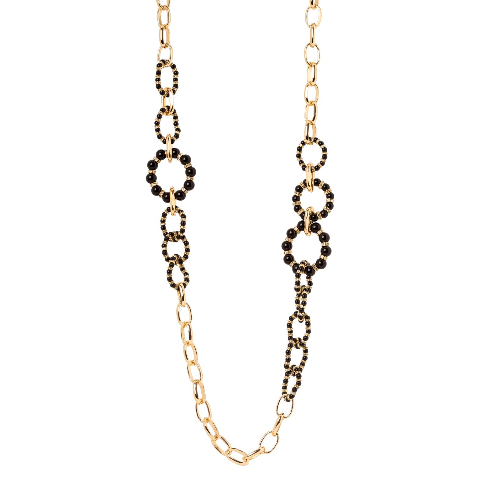 Collana lunga catena e cerchi Drusilla - Nero - Sodini Bijoux