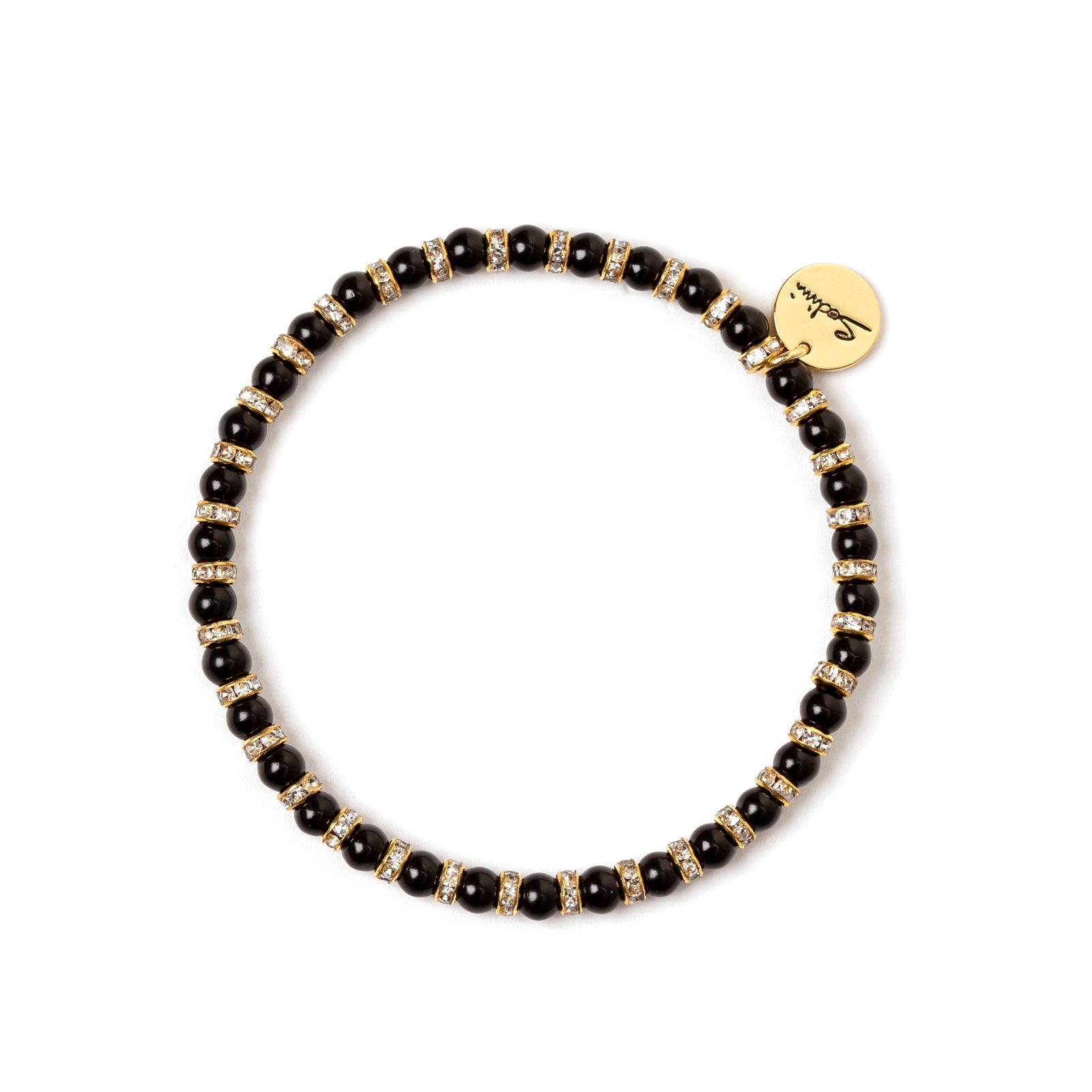 Bracciale elastico piccole perle e anellini Drusilla - Nero - Sodini Bijoux