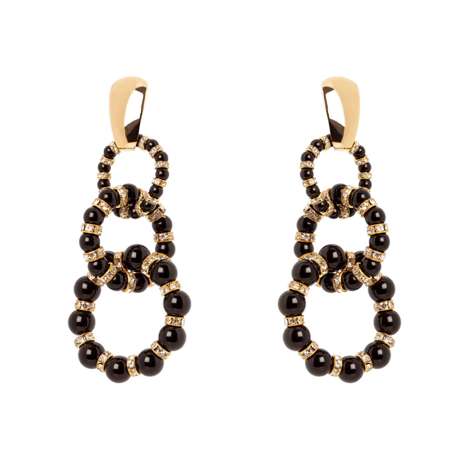 Orecchini a cerchi concatenati Drusilla - Nero - Sodini Bijoux