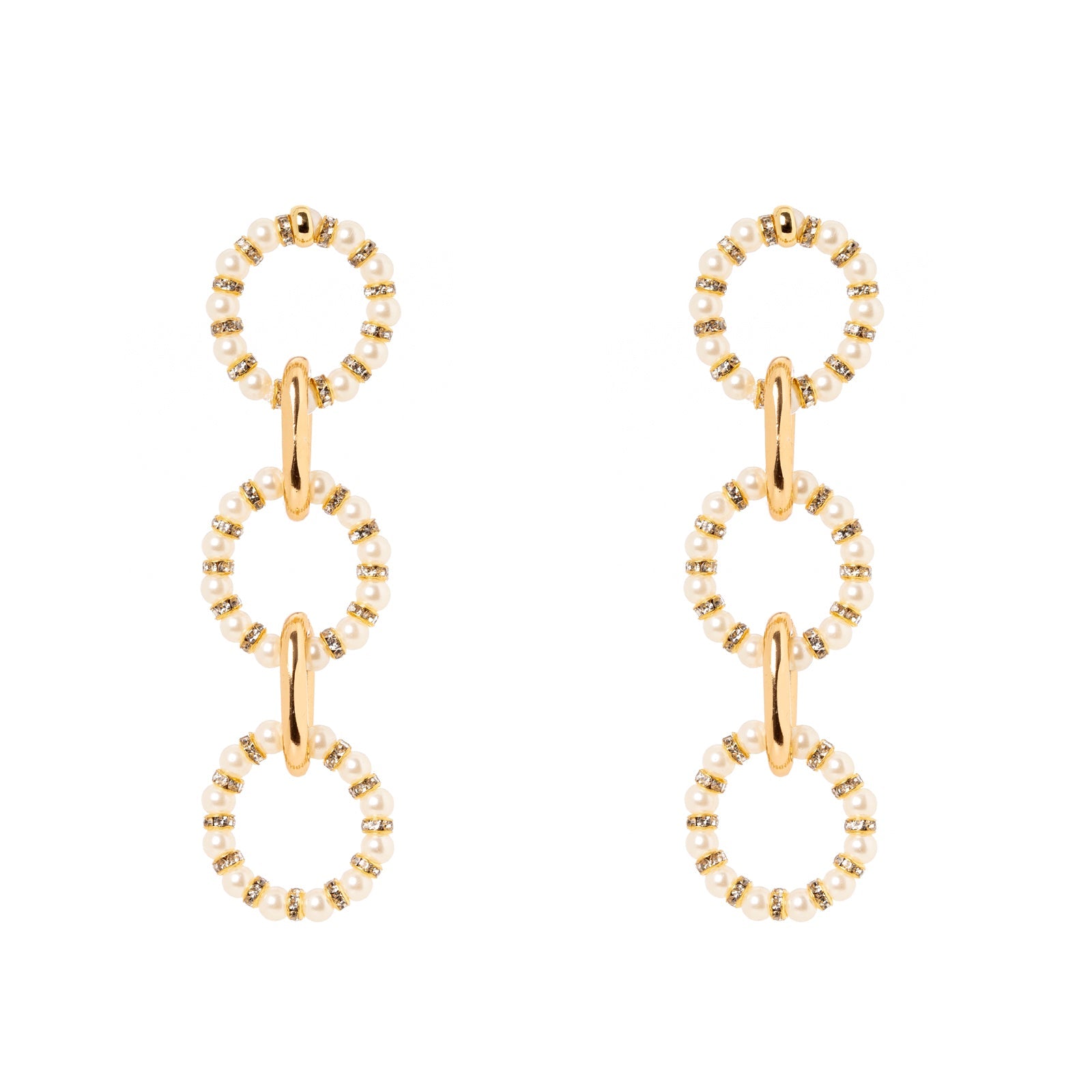 Orecchini a tre cerchi incatenati Drusilla - Bianco - Sodini Bijoux