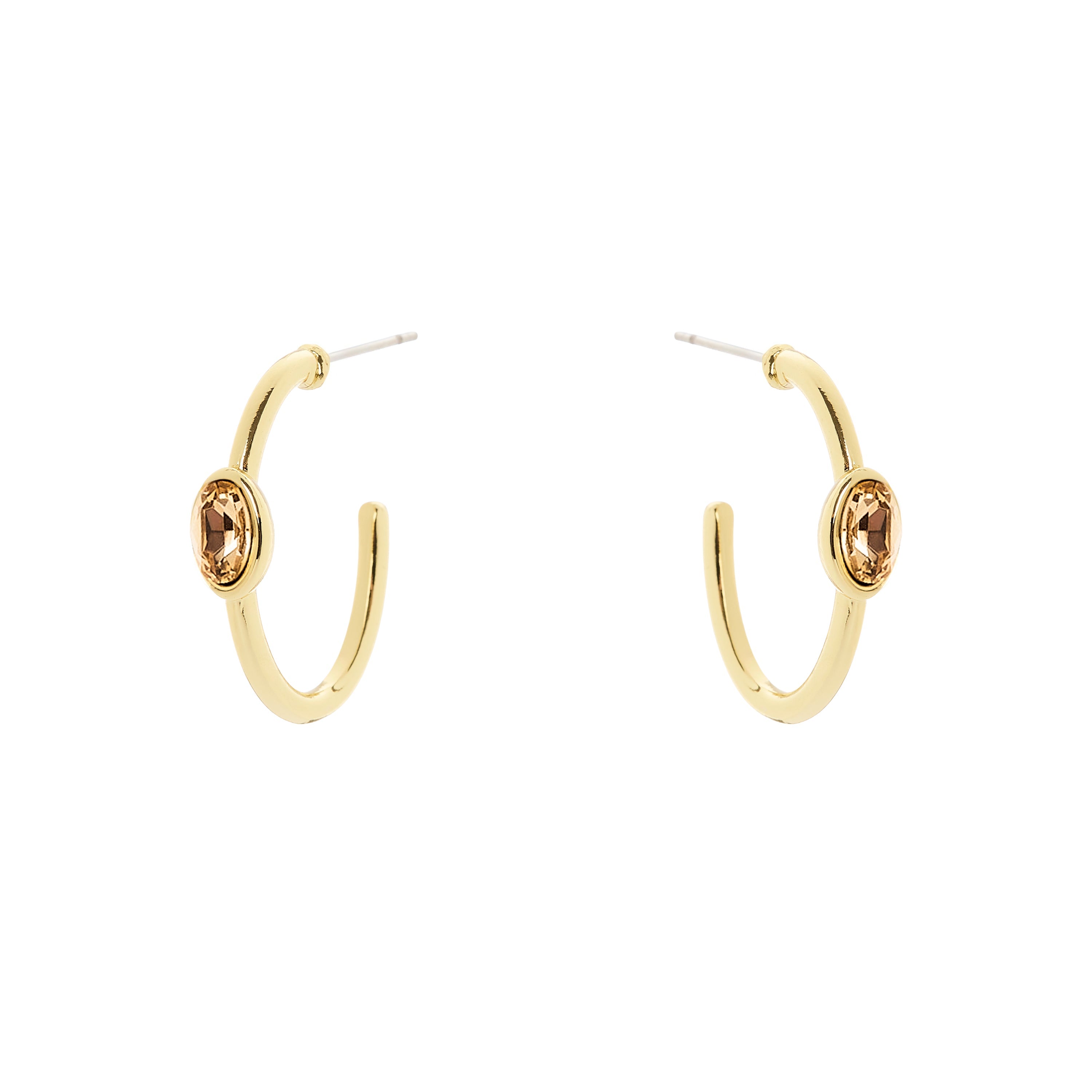 Orecchini cerchietto cristallo ovale Emilia - Champagne - Sodini Bijoux