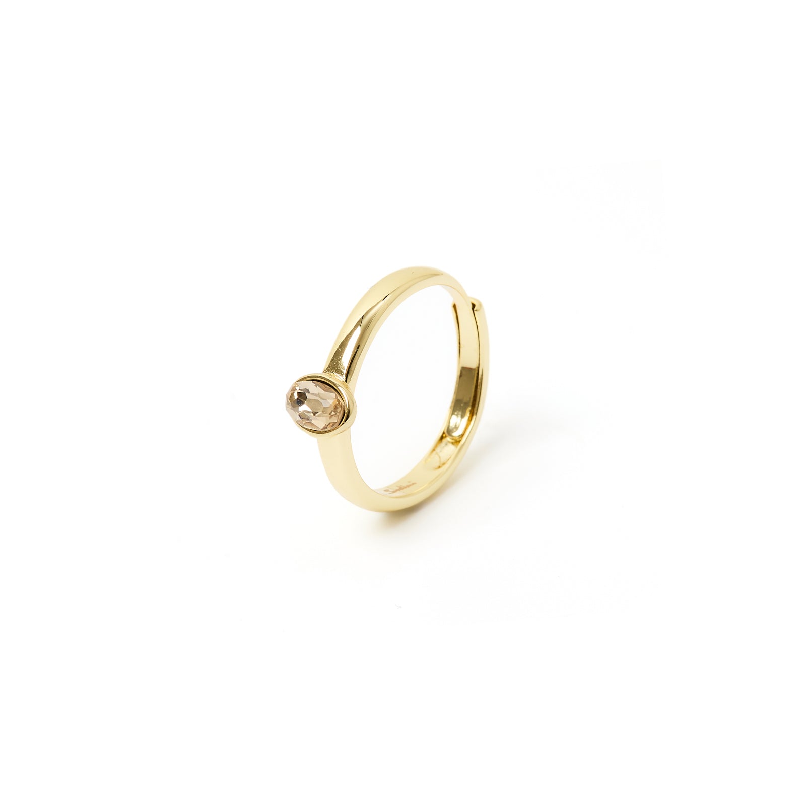 Anello piccolo cristallo ovale Emilia - Champagne - Sodini Bijoux