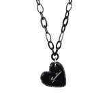 Lunga collana con maxi ciondolo Heart Wind & Fire - Nero - Sodini Bijoux