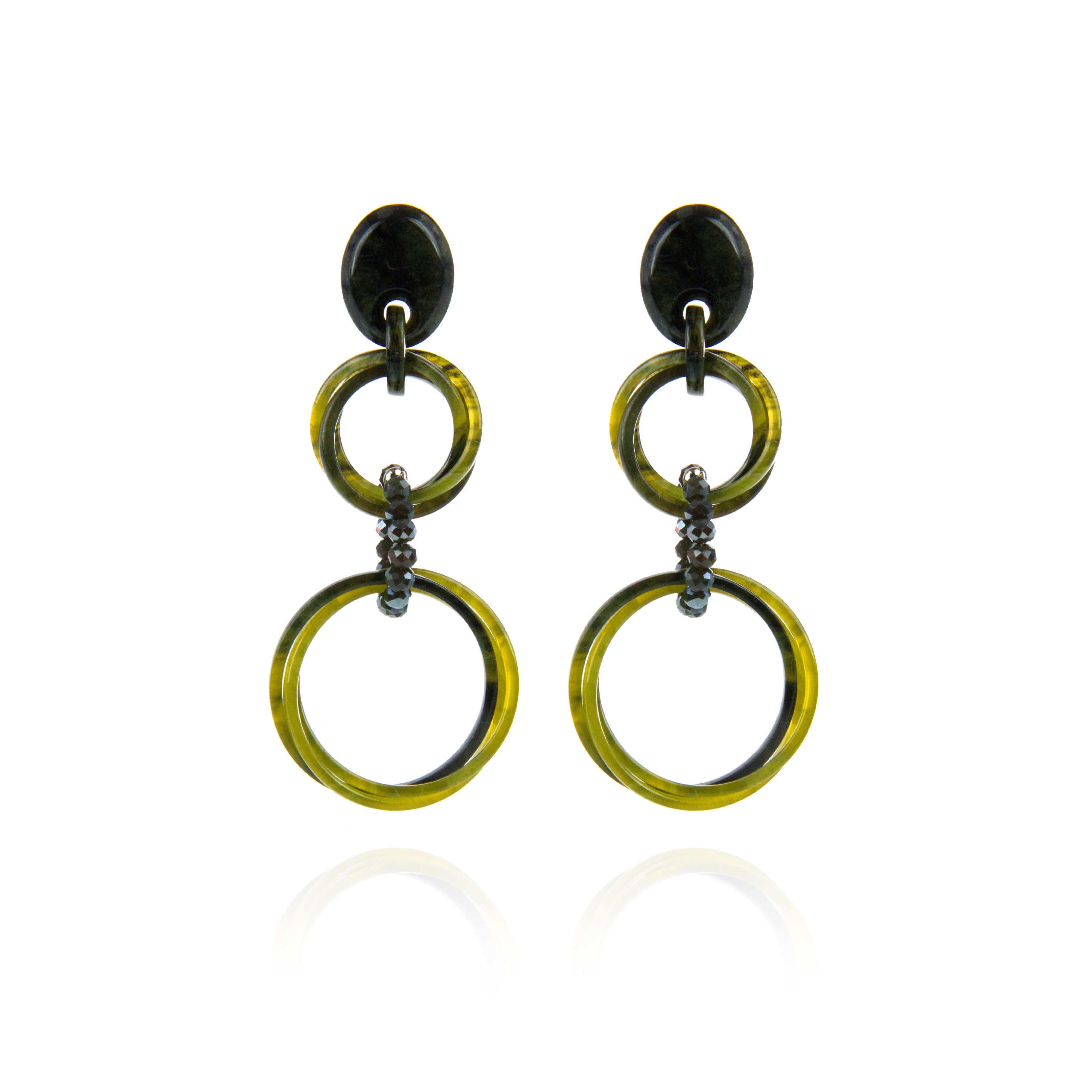 Orecchini con pendenti in resina Heart Wind & Fire - Verde chiaro - Sodini Bijoux