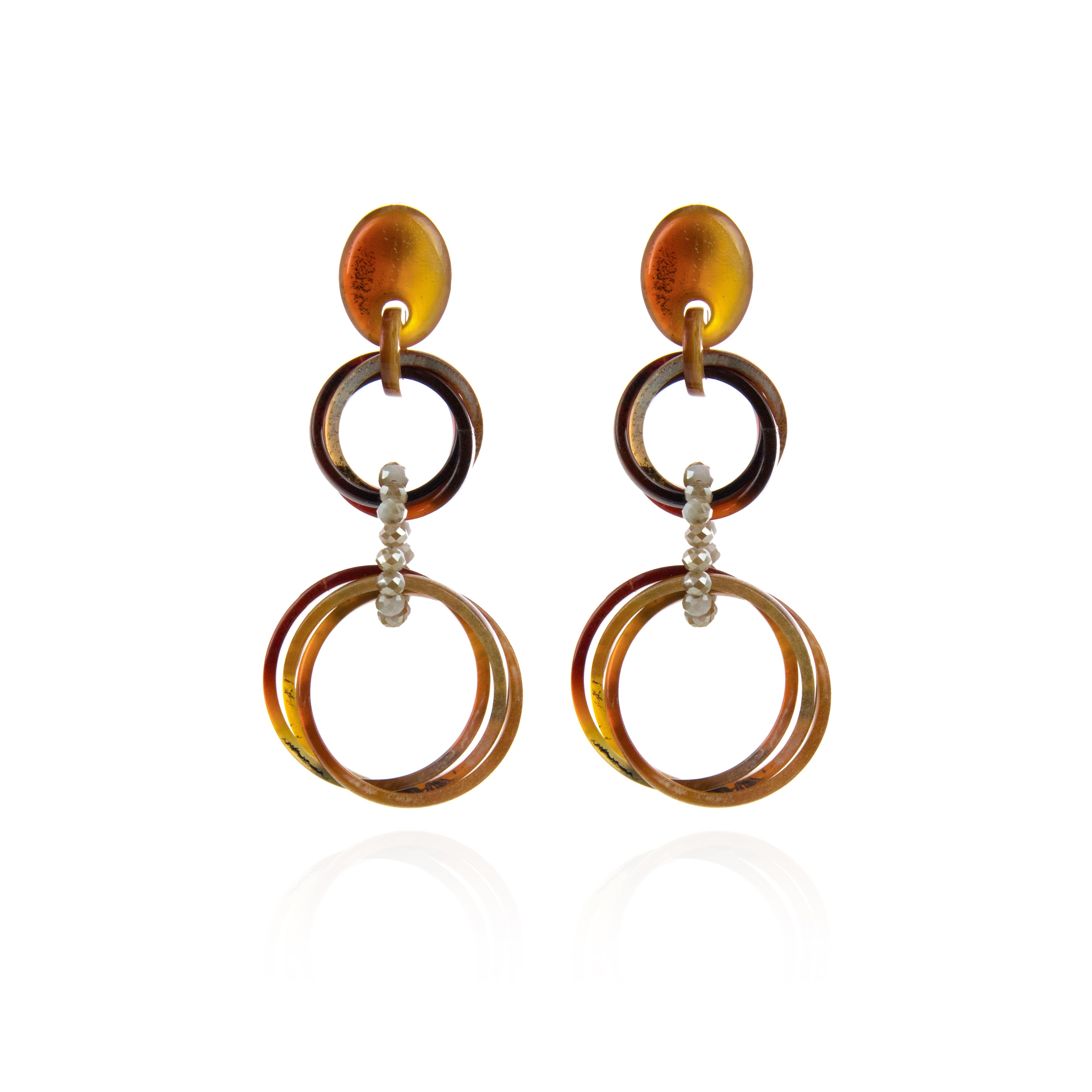 Orecchini con pendenti in resina Heart Wind & Fire - Marrone - Sodini Bijoux