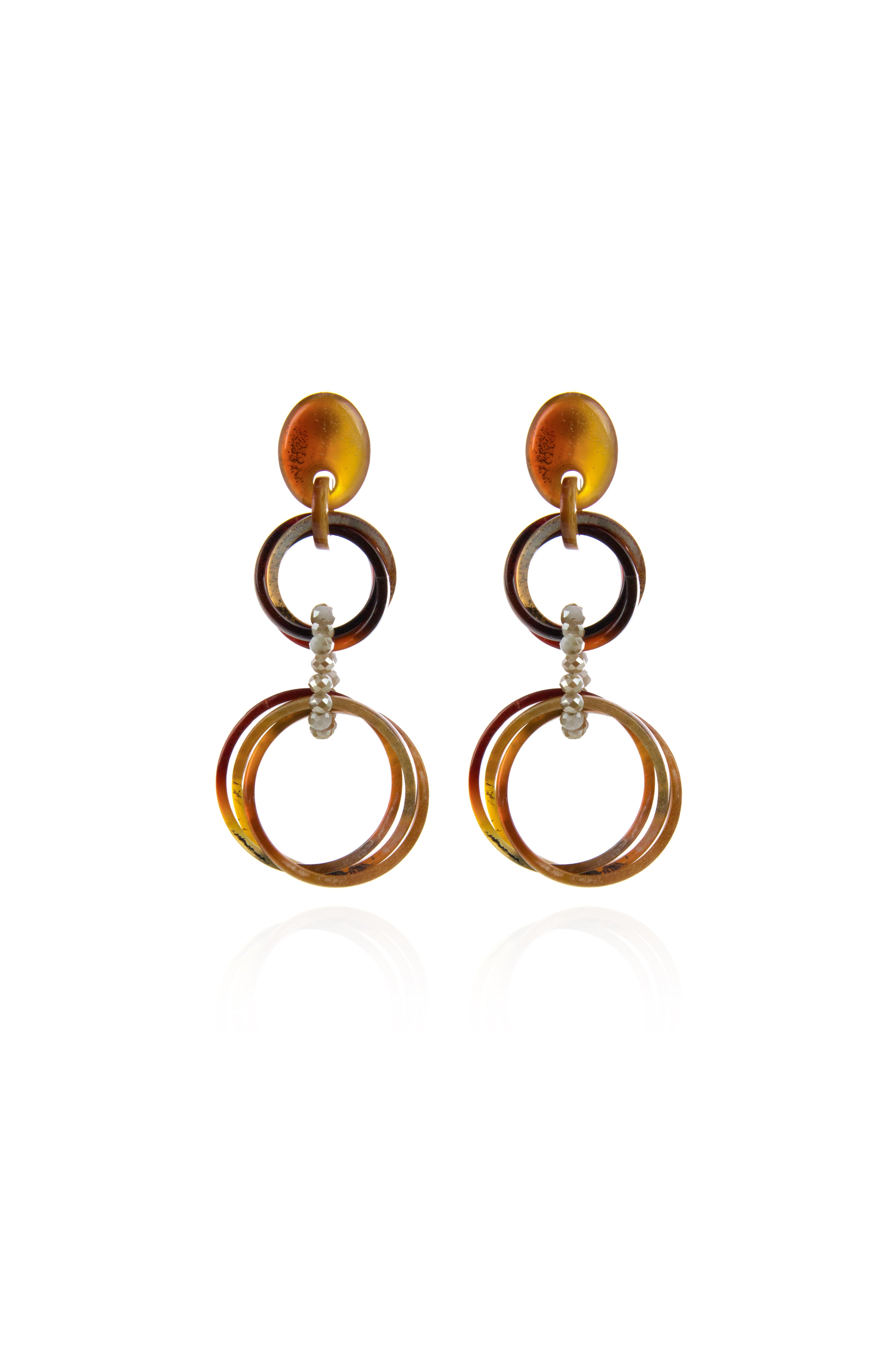 Orecchini con pendenti in resina Heart Wind & Fire - Marrone - Sodini Bijoux