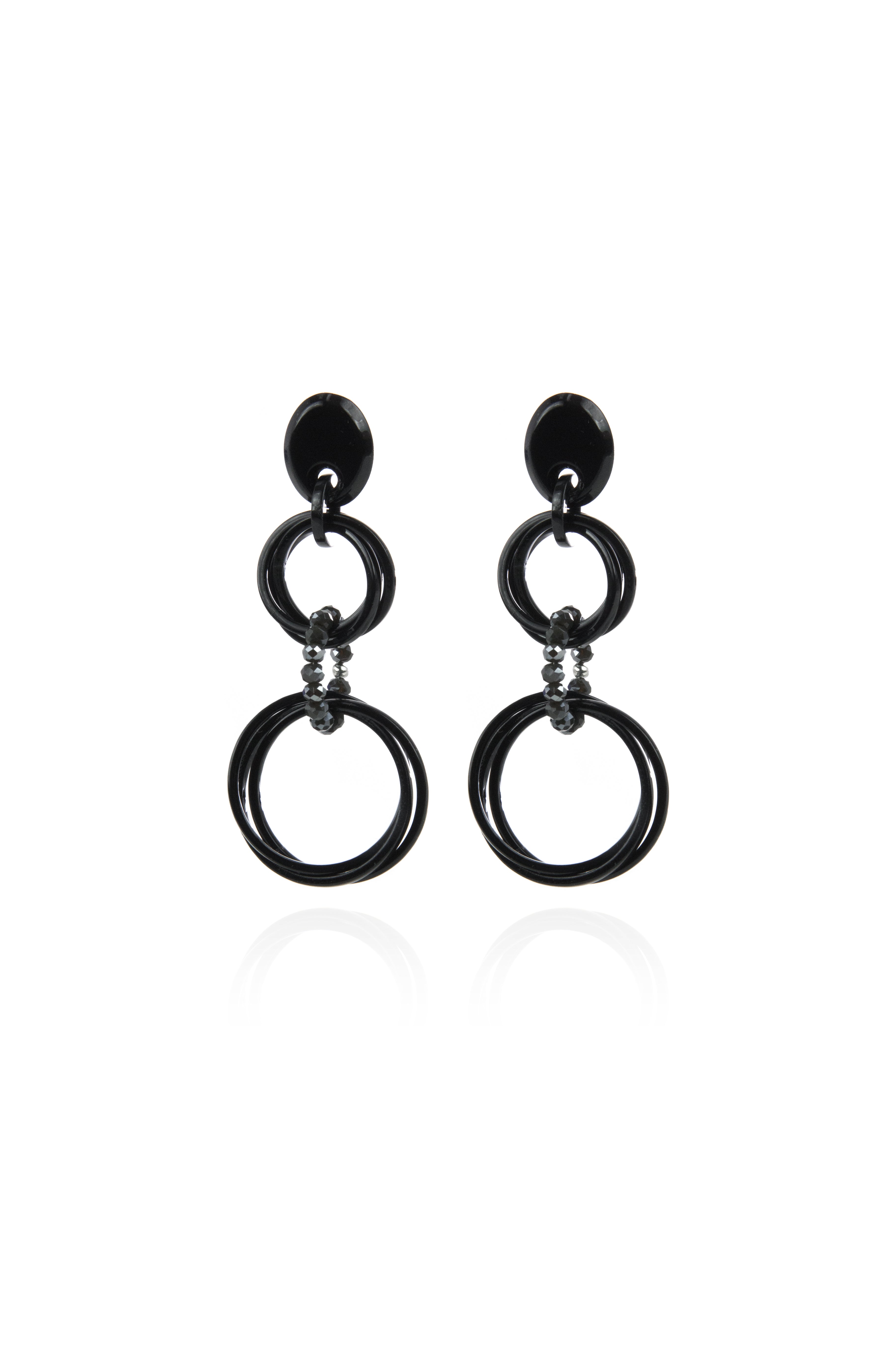 Orecchini con pendenti in resina Heart Wind & Fire - Nero - Sodini Bijoux