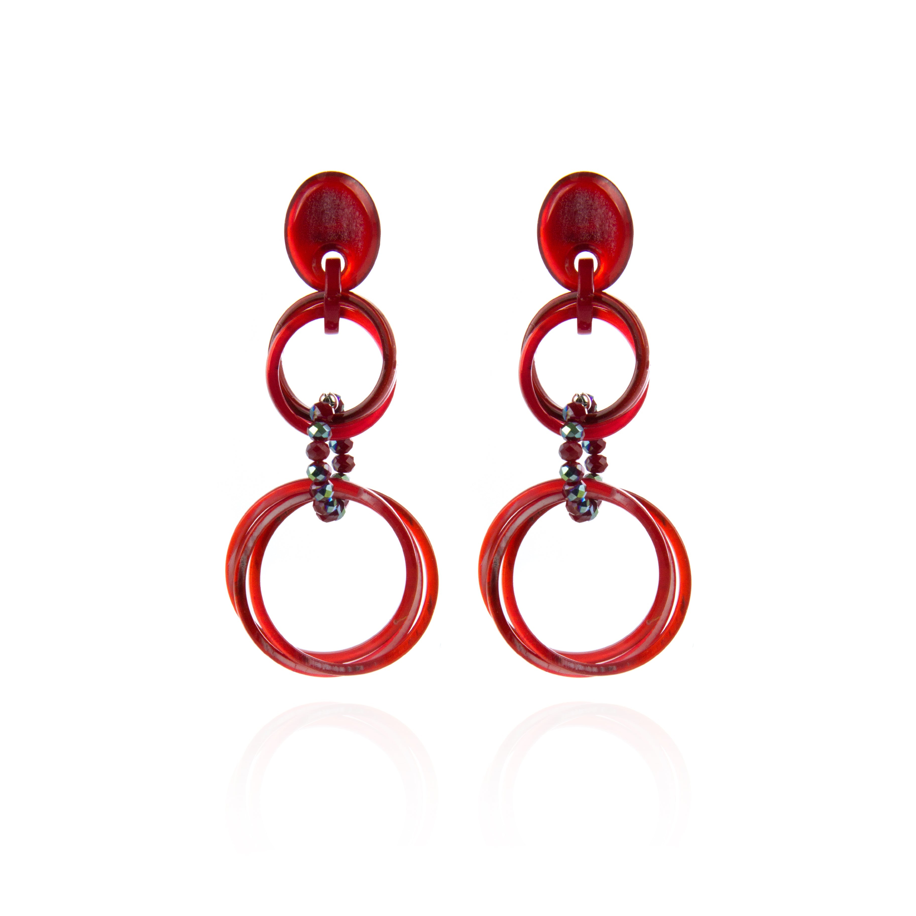 Orecchini con pendenti in resina Heart Wind & Fire - Rosso - Sodini Bijoux