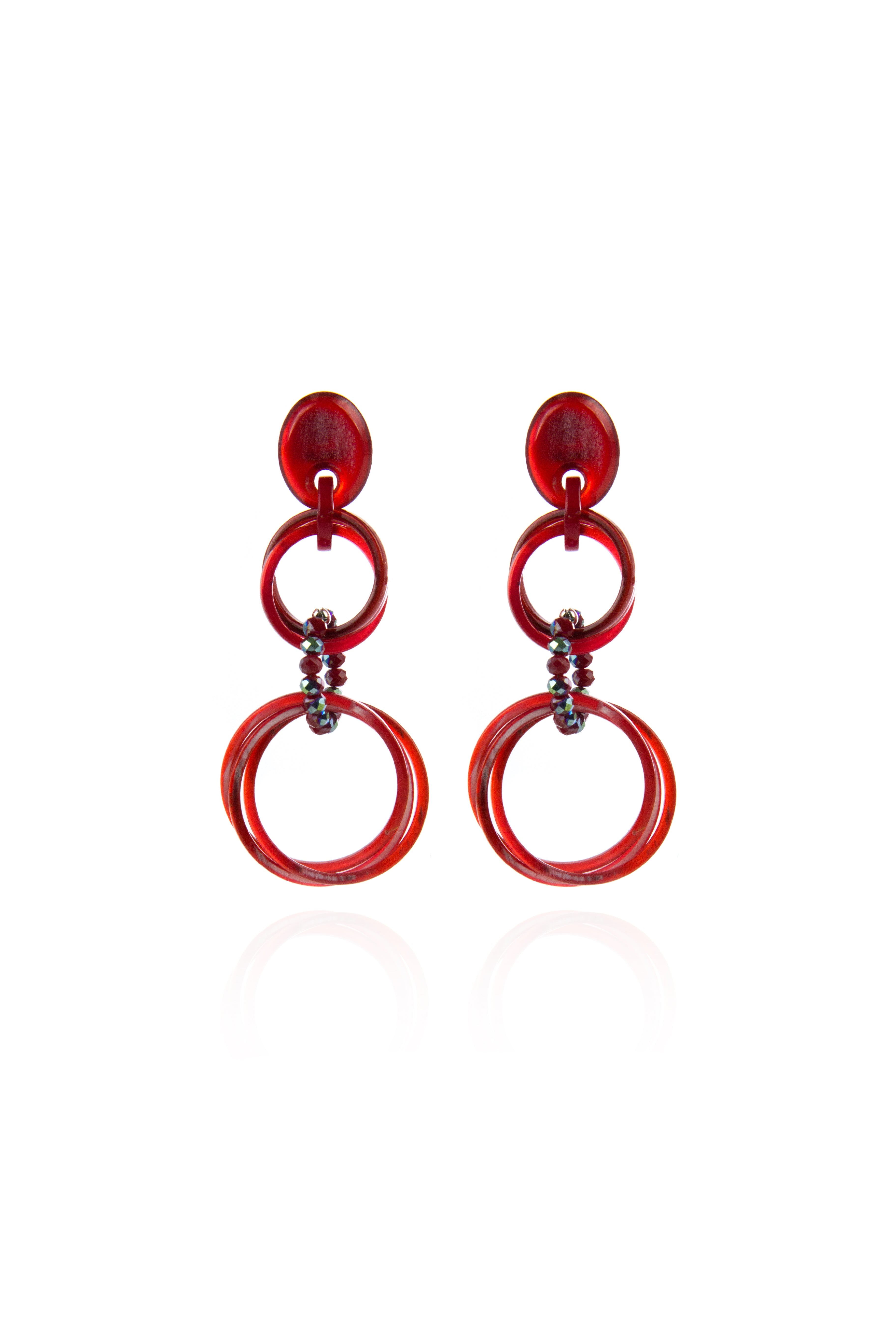 Orecchini con pendenti in resina Heart Wind & Fire - Rosso - Sodini Bijoux