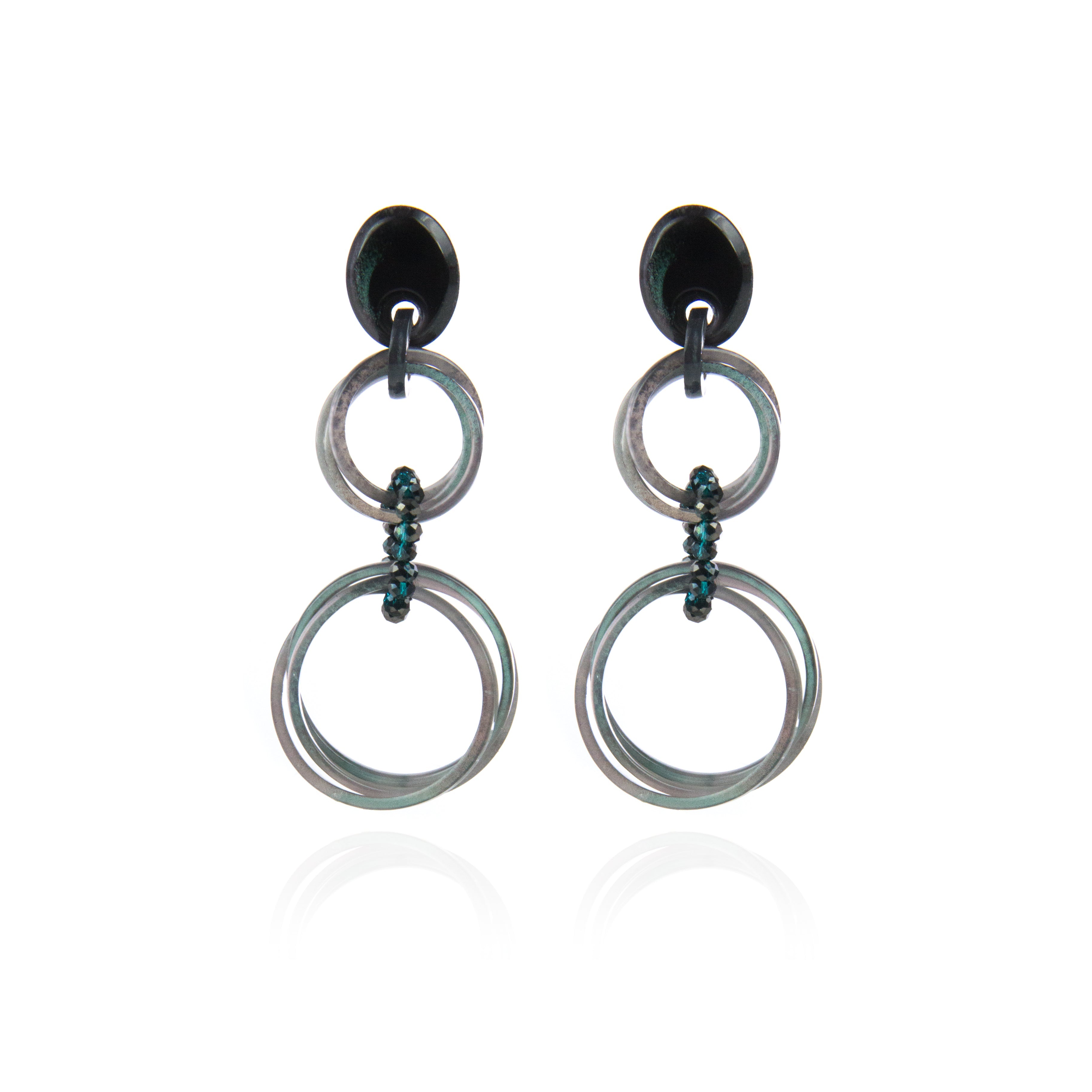 Orecchini con pendenti in resina Heart Wind & Fire - Verde - Sodini Bijoux