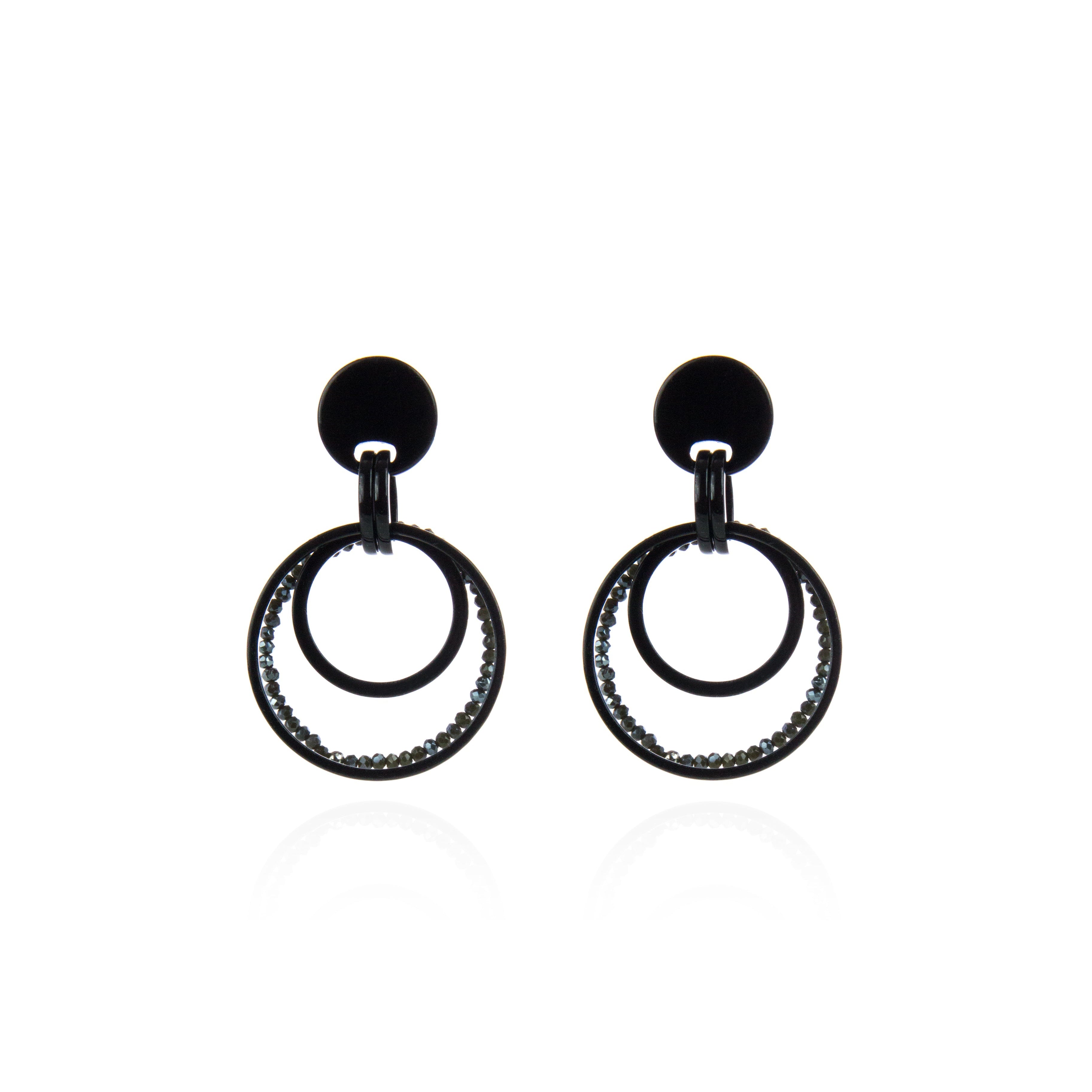 Orecchini con pendenti a cerchio Heart Wind & Fire - Nero - Sodini Bijoux