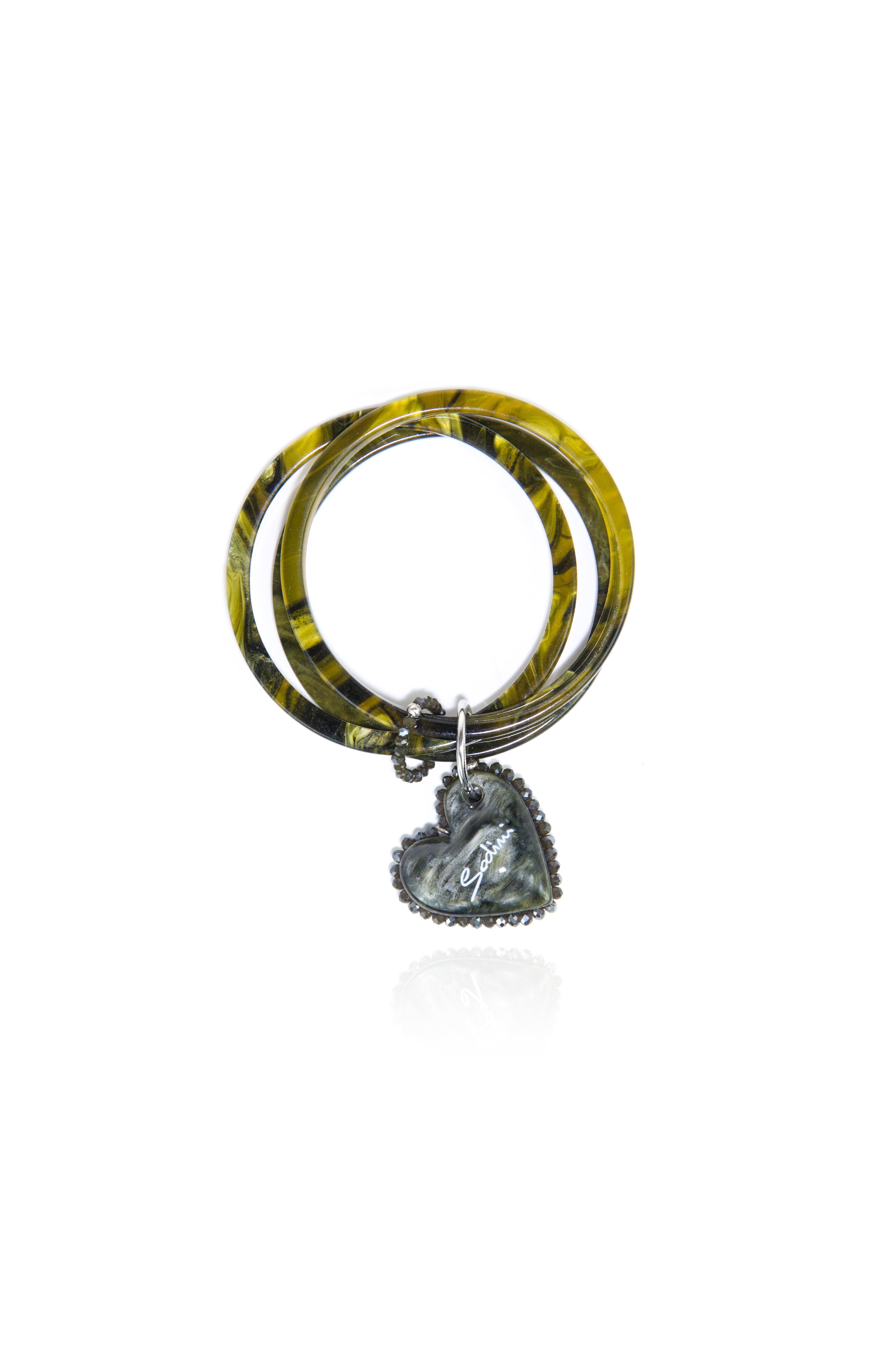 Bangle con charm a cuore Heart Wind & Fire - Verde chiaro - Sodini Bijoux