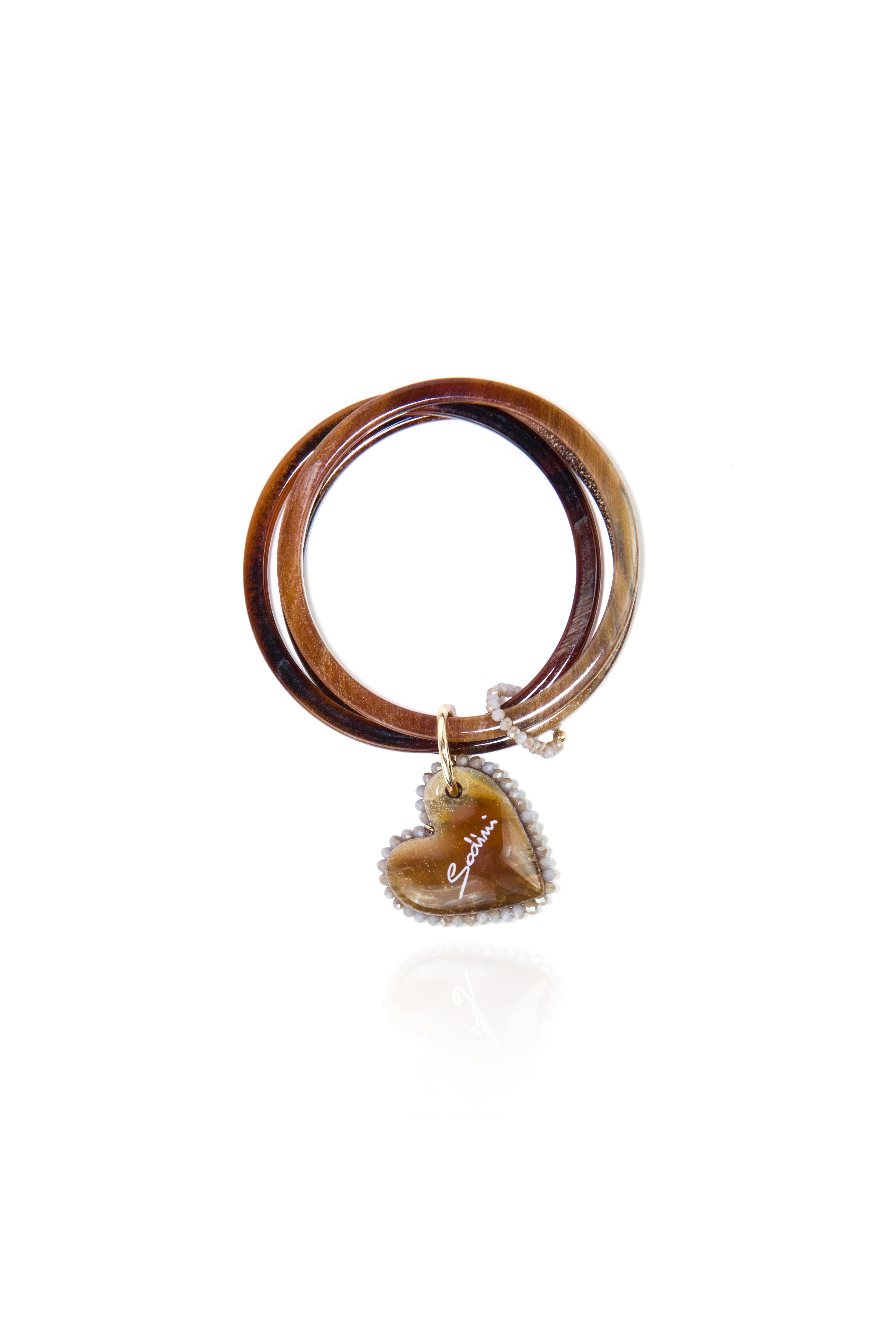 Bangle con charm a cuore Heart Wind & Fire - Marrone - Sodini Bijoux