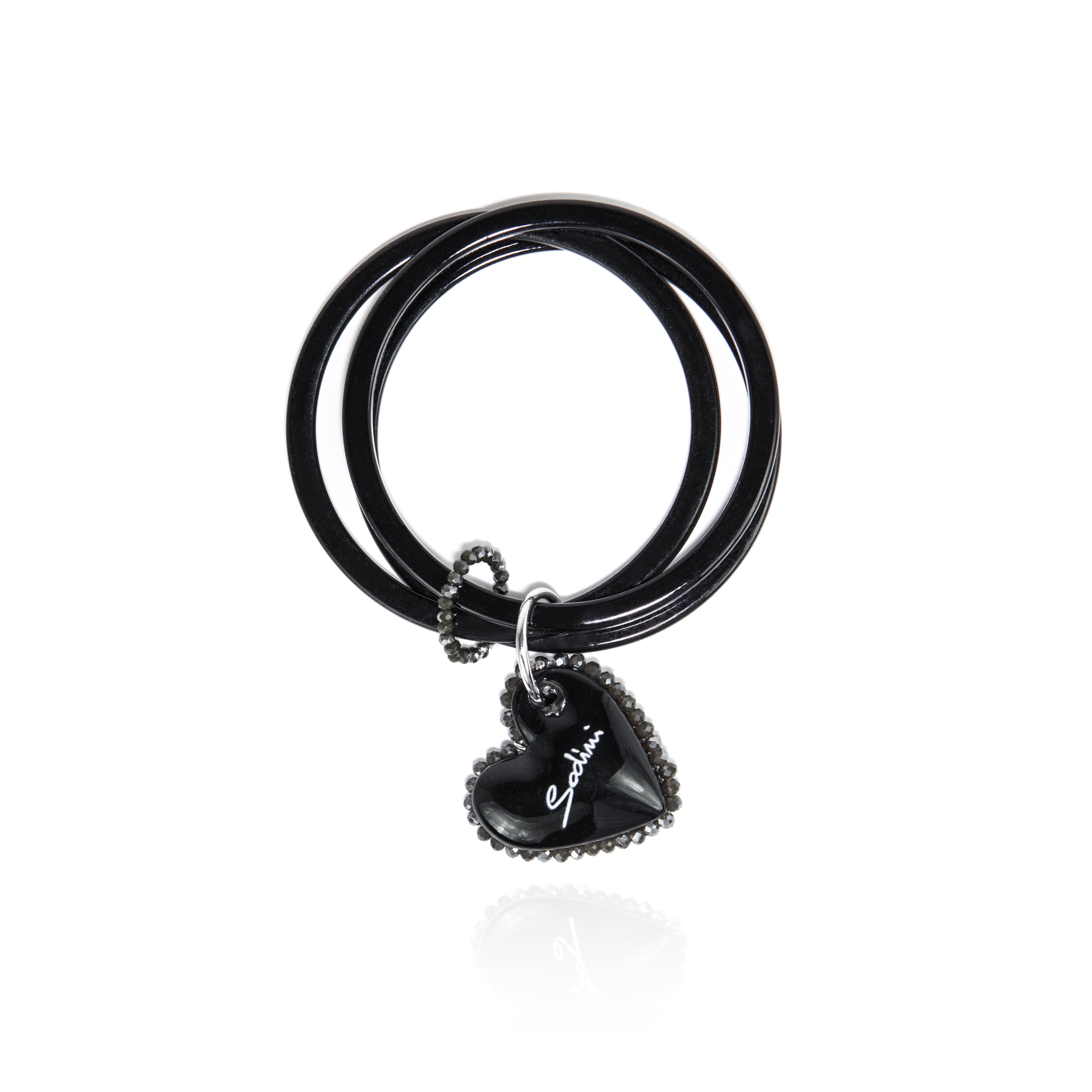Bangle con charm a cuore Heart Wind & Fire - Nero - Sodini Bijoux