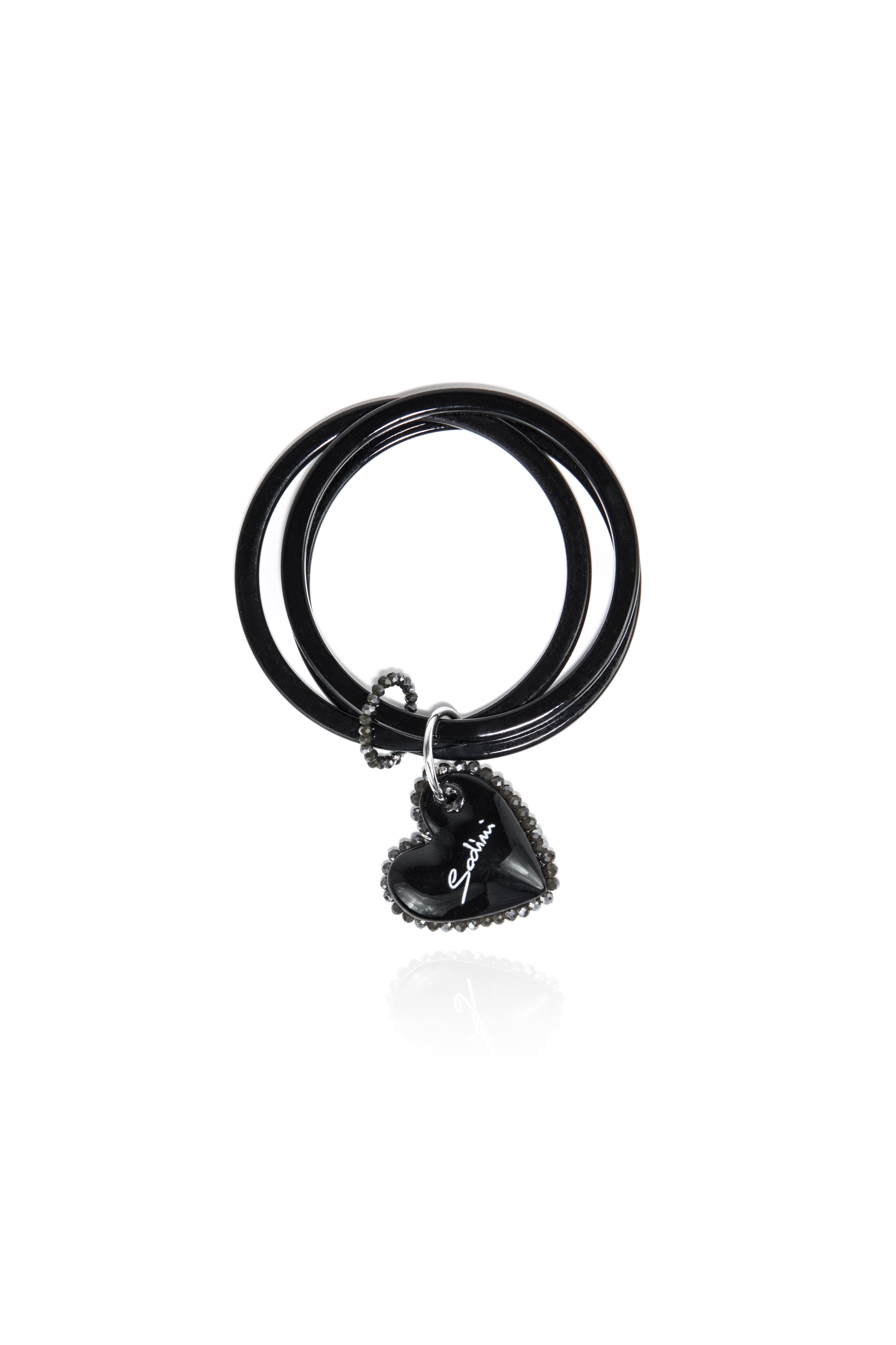 Bangle con charm a cuore Heart Wind & Fire - Nero - Sodini Bijoux