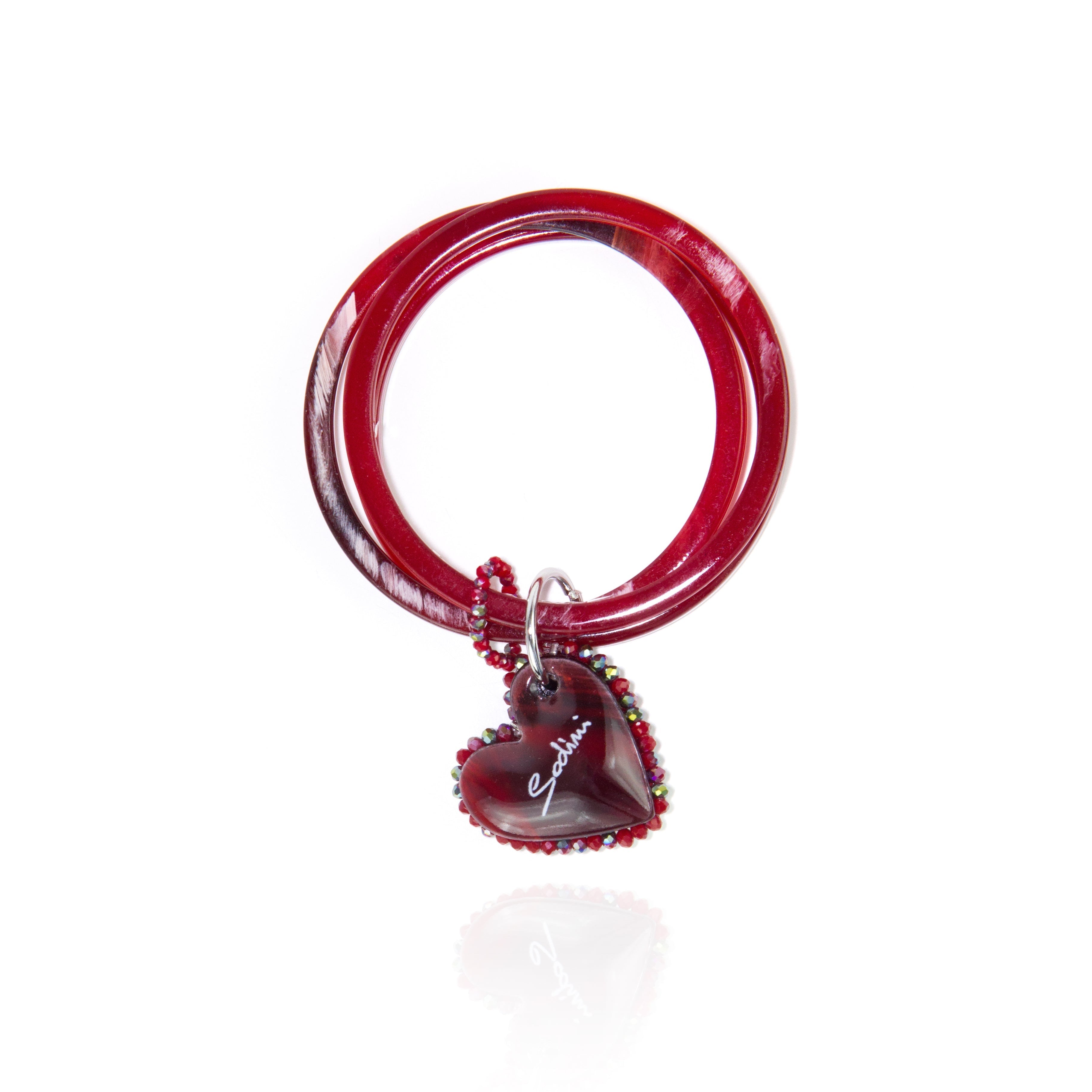 Bangle con charm a cuore Heart Wind & Fire - Rosso - Sodini Bijoux