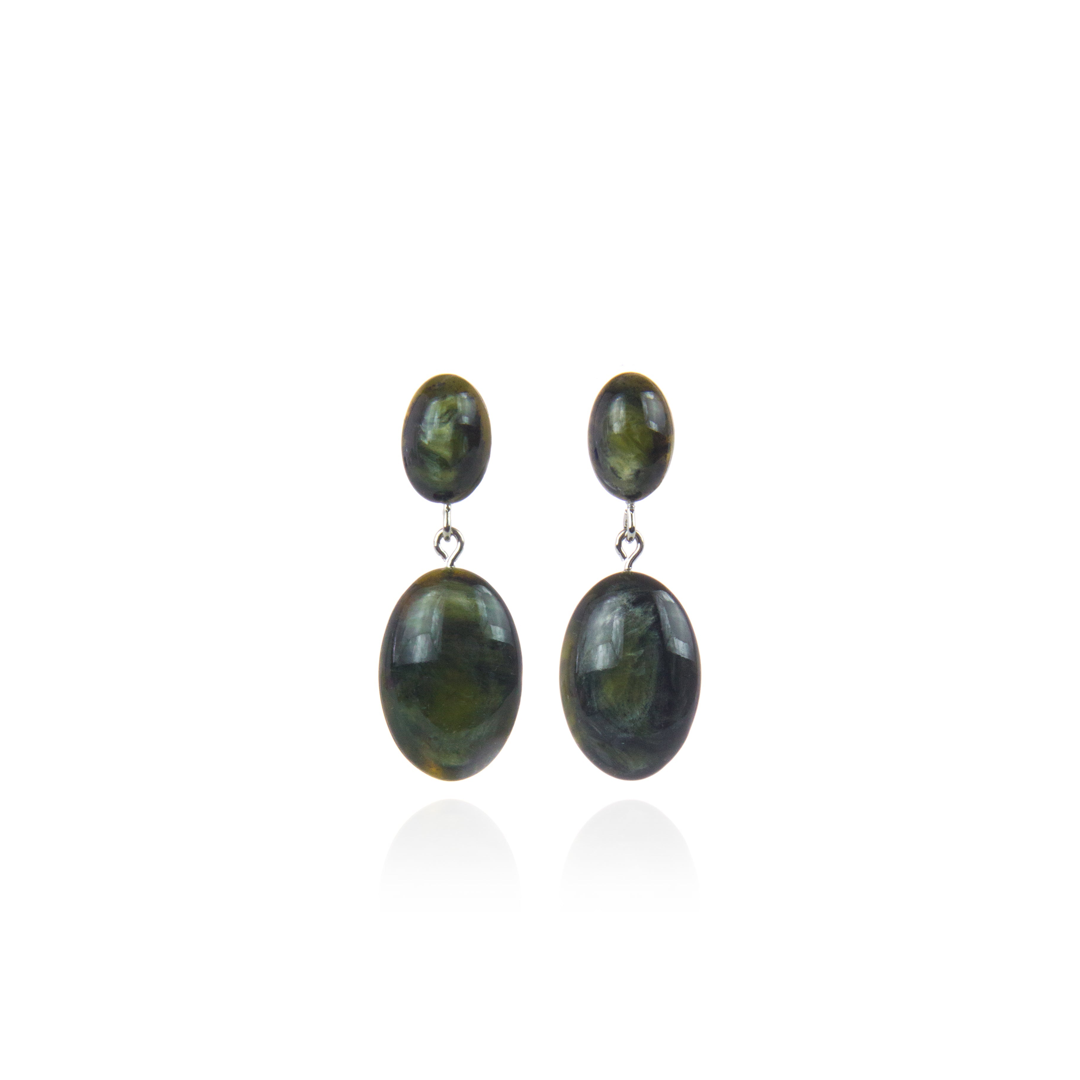 Orecchino con pendente ovale Heart Wind & Fire - Verde chiaro - Sodini Bijoux