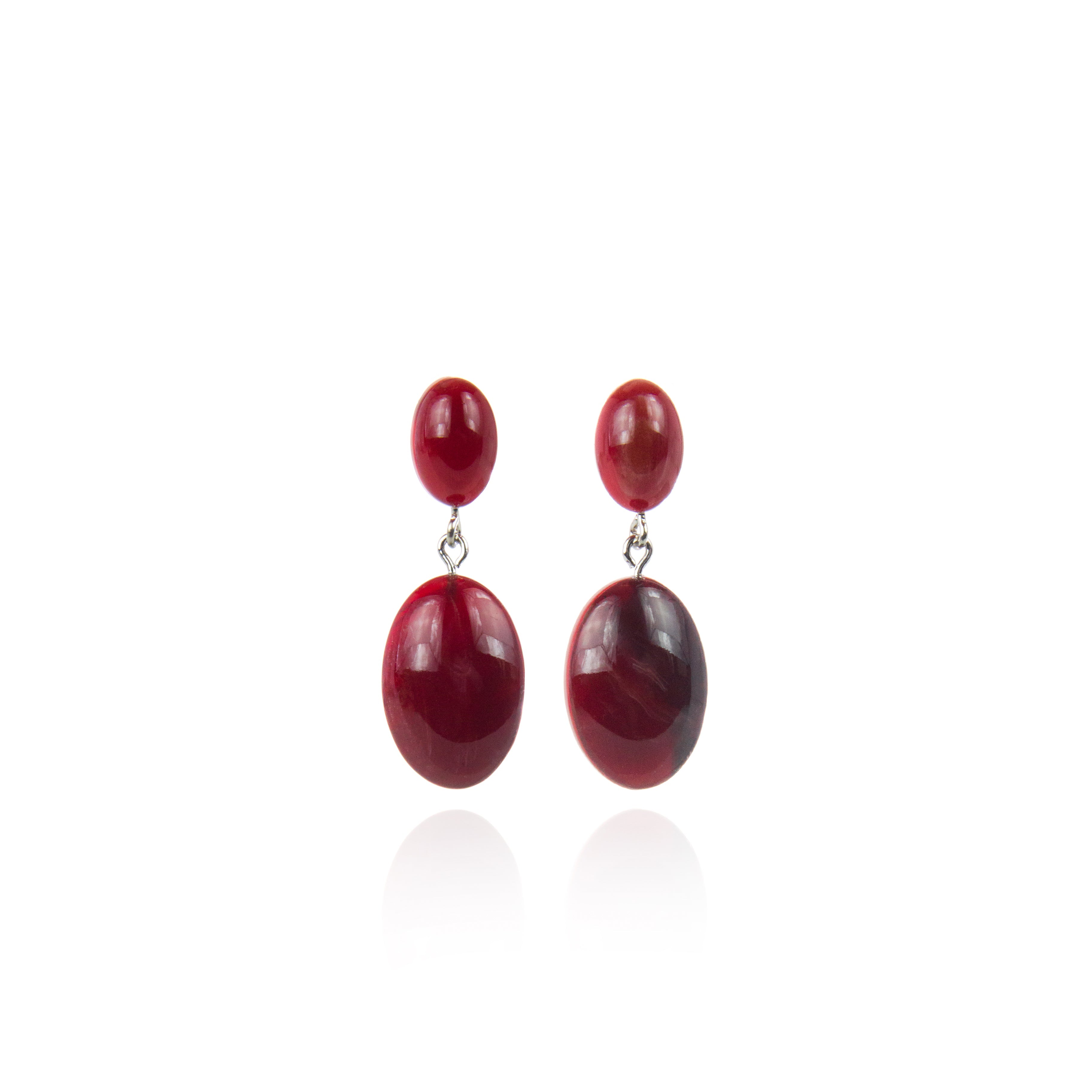 Orecchino con pendente ovale Heart Wind & Fire - Rosso - Sodini Bijoux