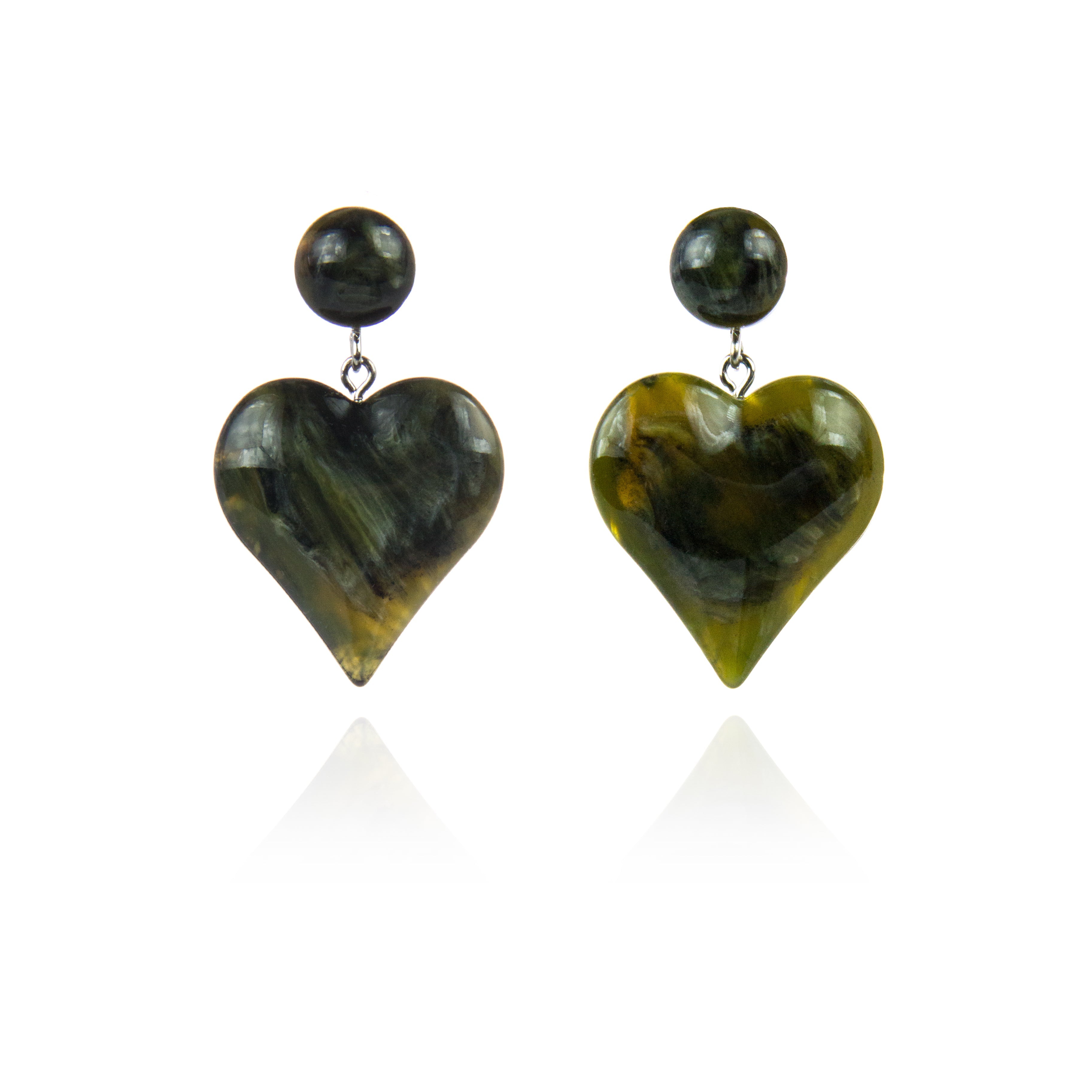 Orecchino con pendente a cuore Heart Wind & Fire - Verde chiaro - Sodini Bijoux