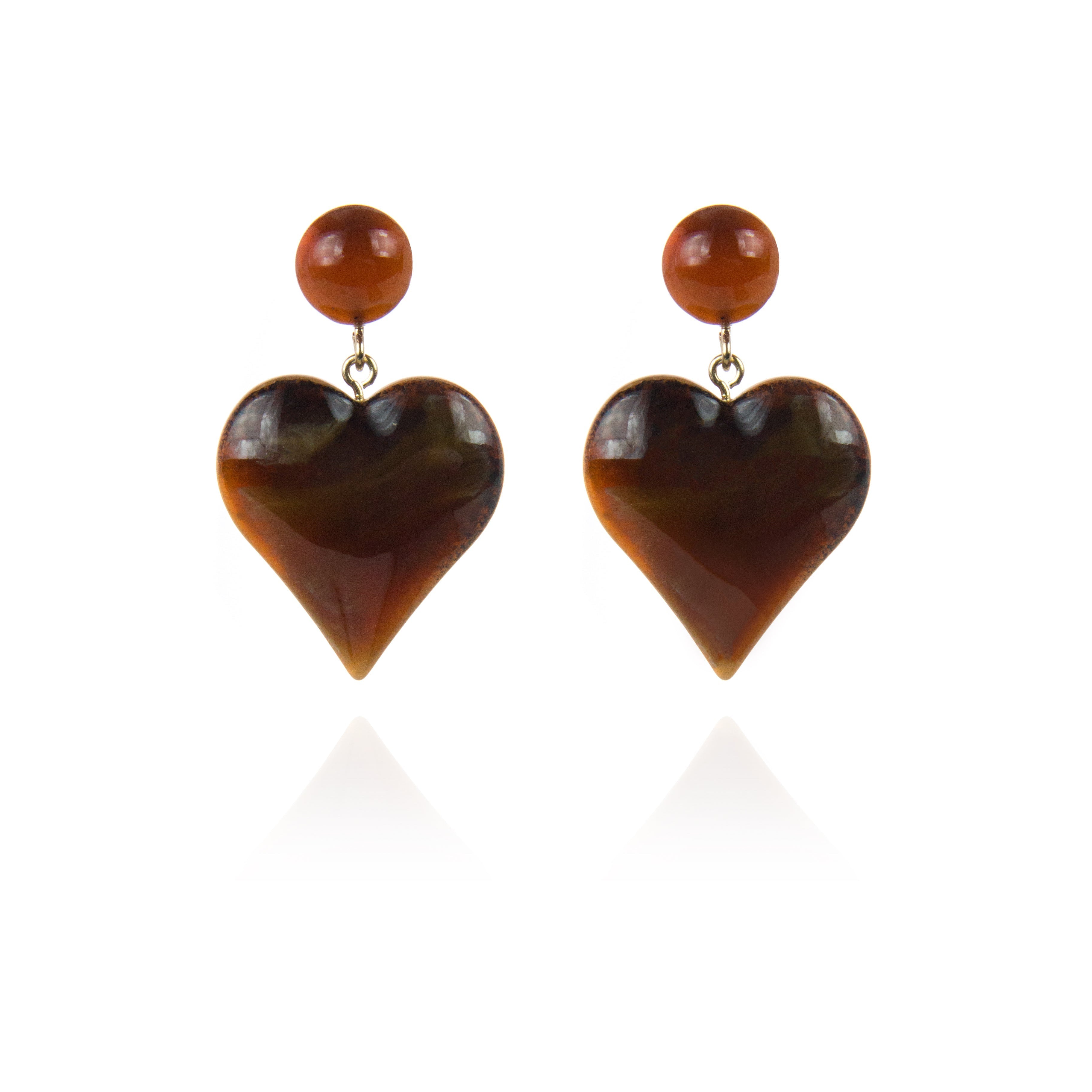 Orecchino con pendente a cuore Heart Wind & Fire - Marrone - Sodini Bijoux