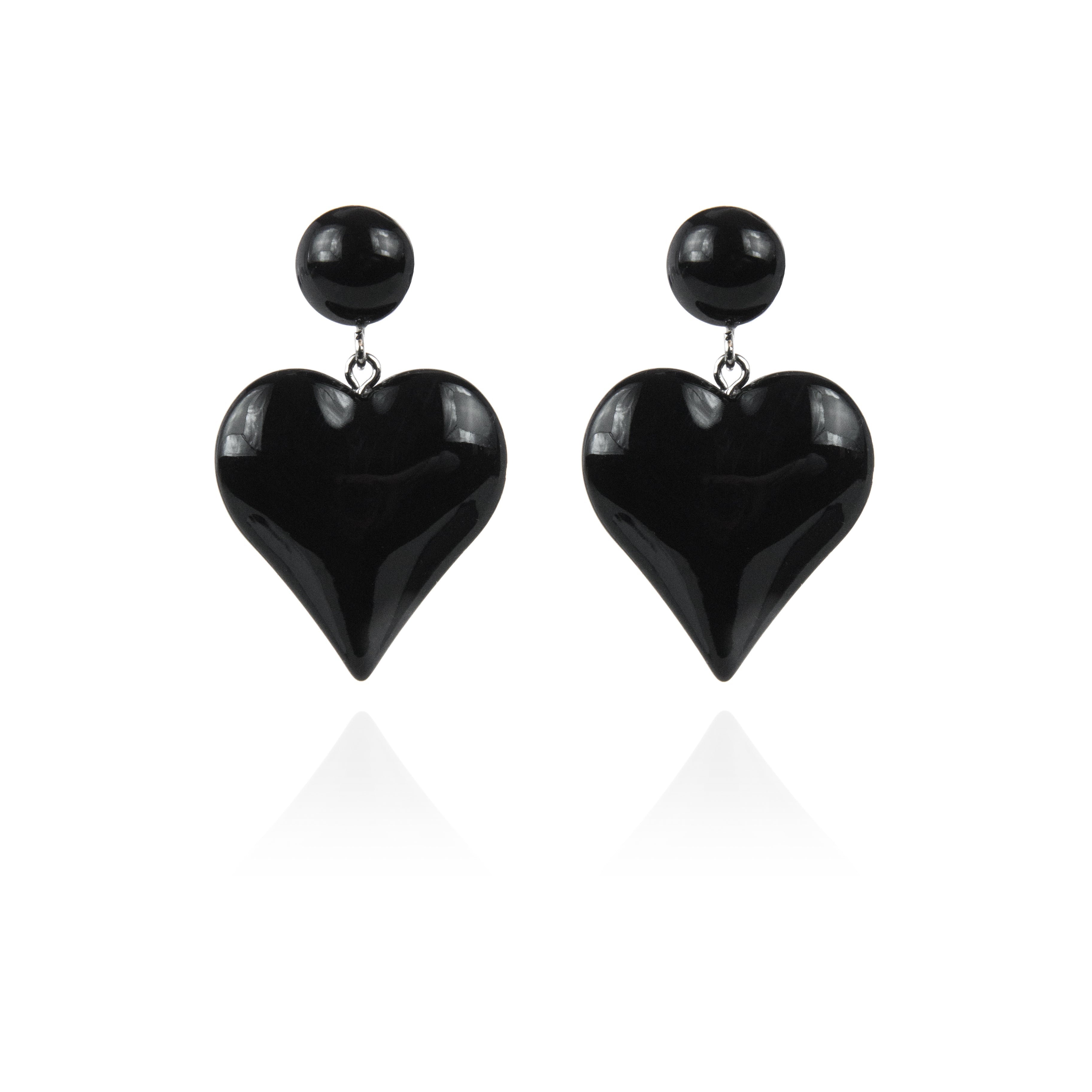 Orecchino con pendente a cuore Heart Wind & Fire - Nero - Sodini Bijoux