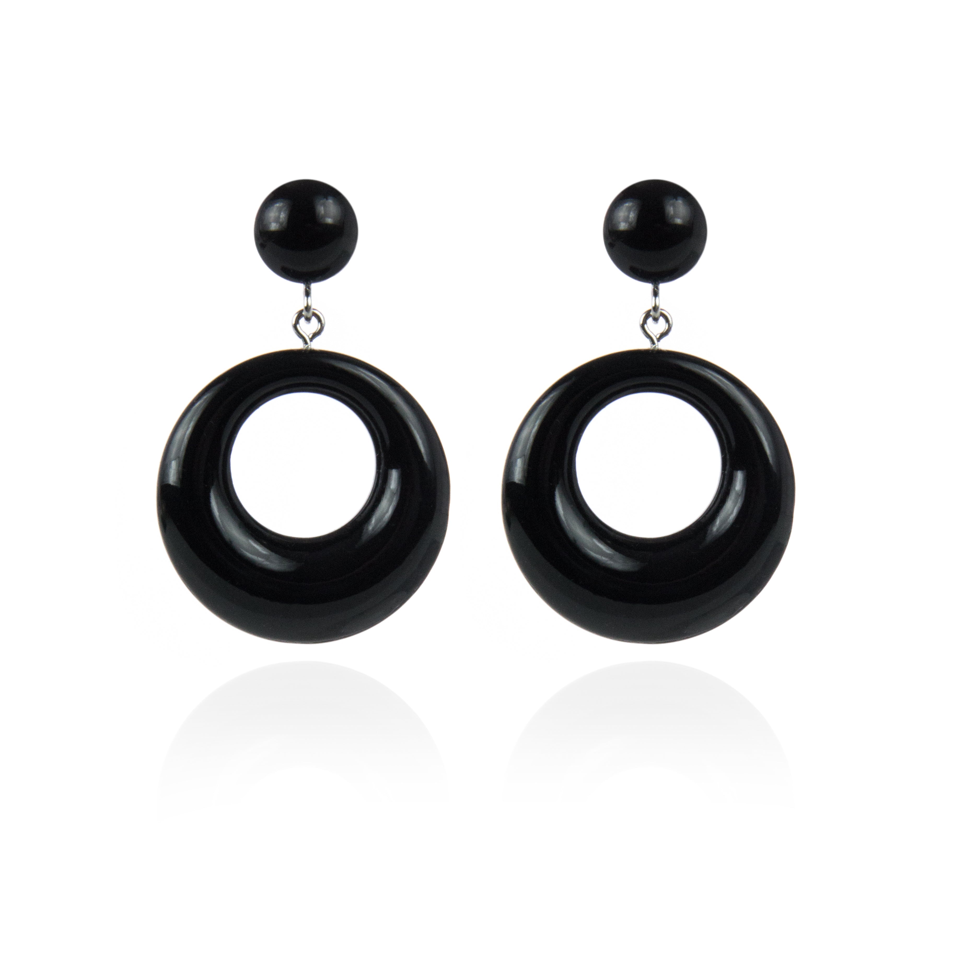 Orecchino con pendente a cerchio Heart Wind & Fire - Nero - Sodini Bijoux