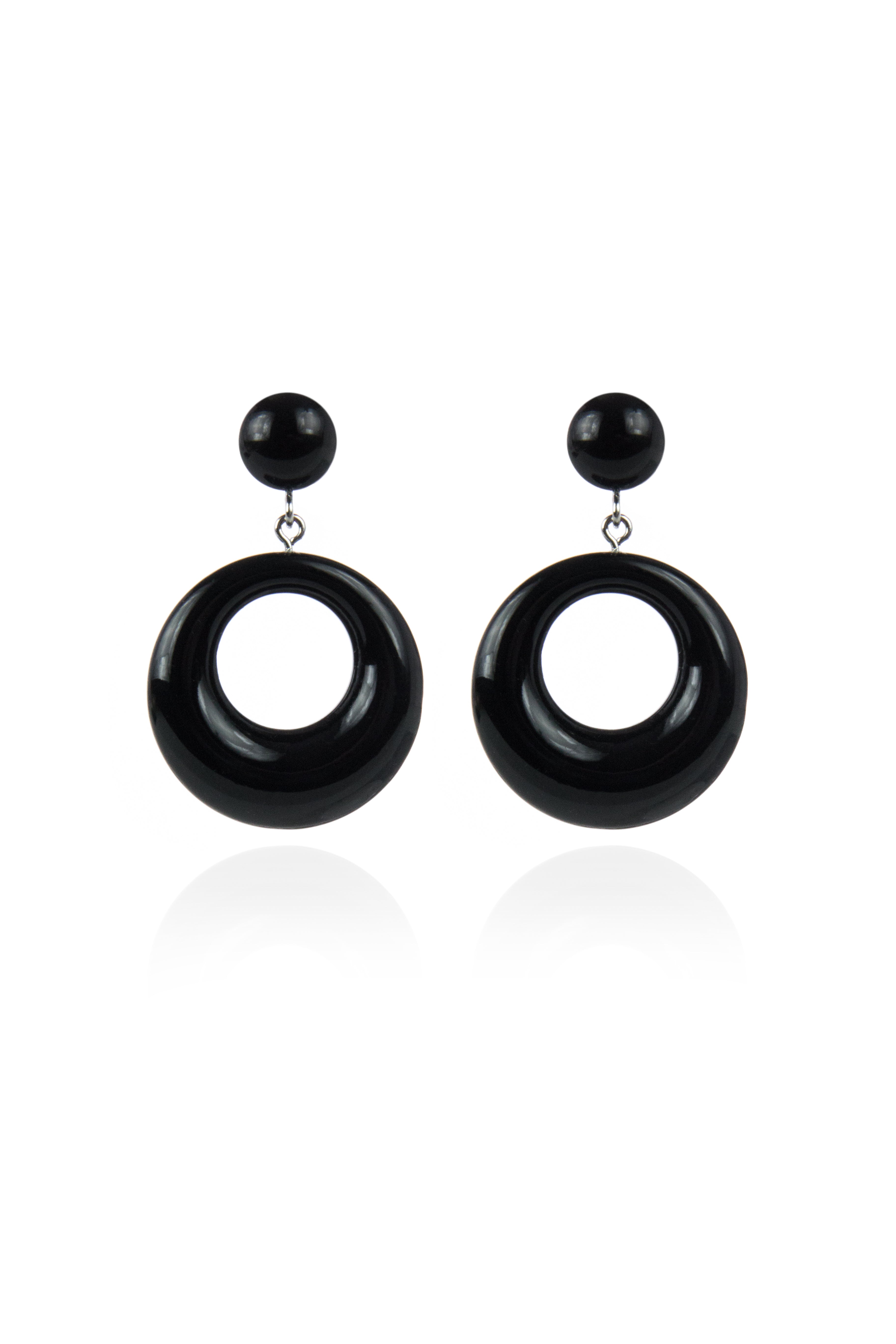 Orecchino con pendente a cerchio Heart Wind & Fire - Nero - Sodini Bijoux