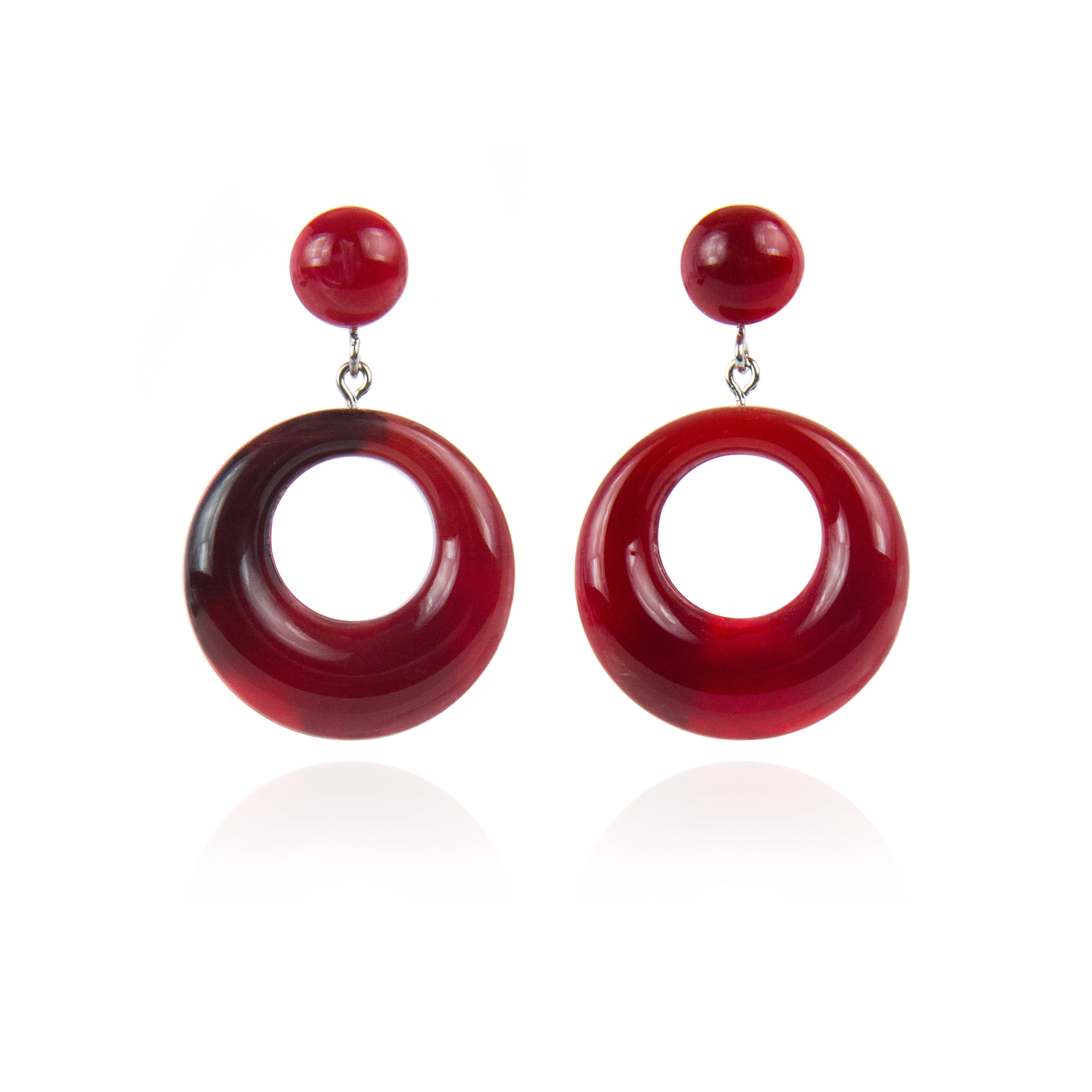 Orecchino con pendente a cerchio Heart Wind & Fire - Rosso - Sodini Bijoux