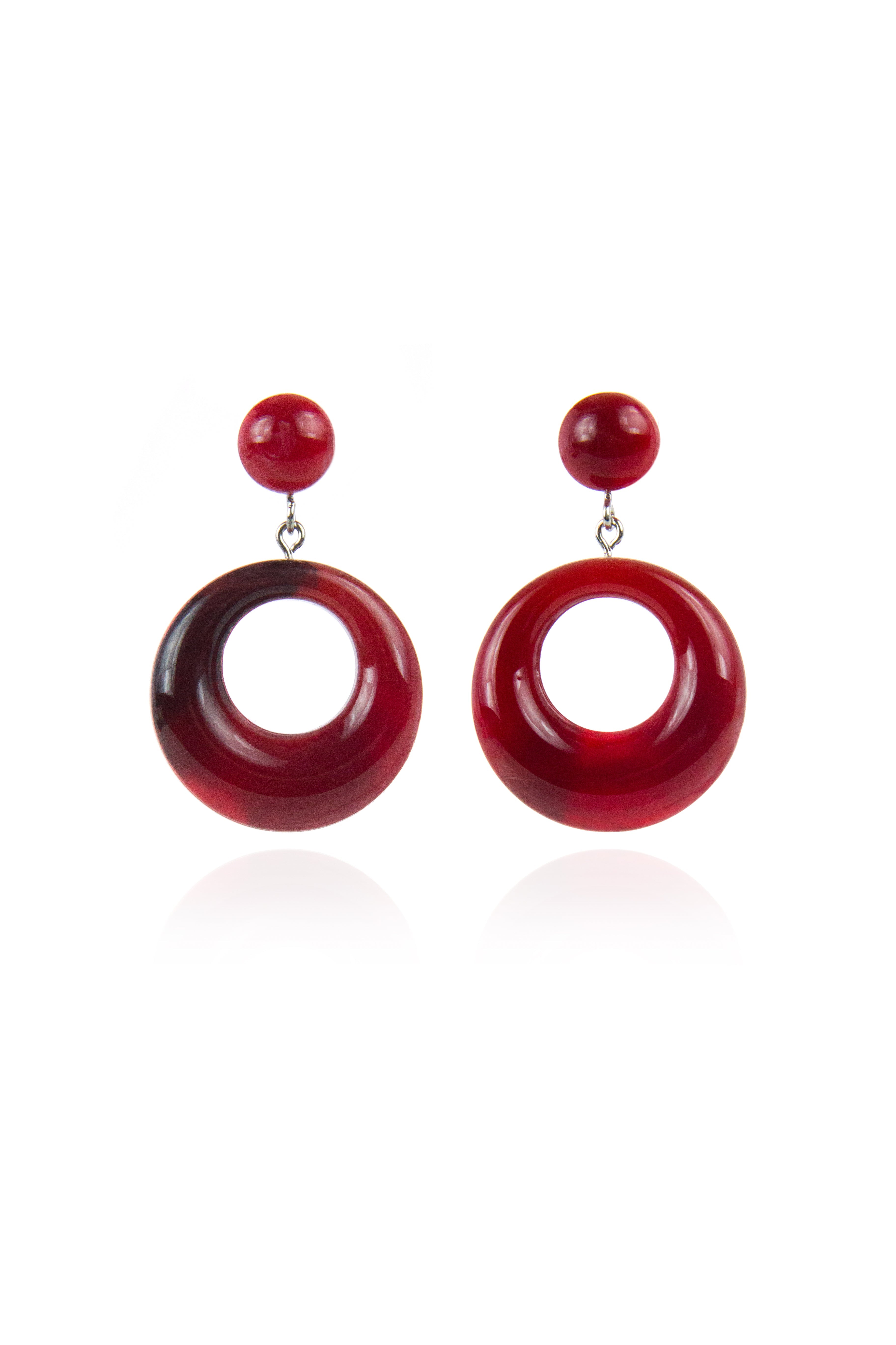 Orecchino con pendente a cerchio Heart Wind & Fire - Rosso - Sodini Bijoux