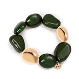 Bracciale elastico a grandi elementi asimmetrici Land - Verde - Sodini Bijoux