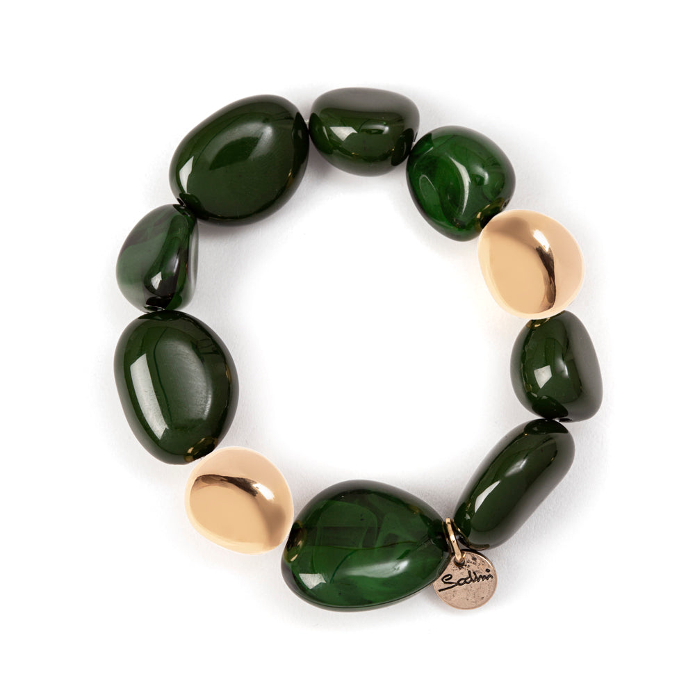 Bracciale elastico ad elementi asimmetrici Land - Verde - Sodini Bijoux