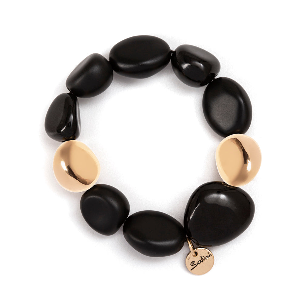 Bracciale elastico ad elementi asimmetrici Land - Nero - Sodini Bijoux