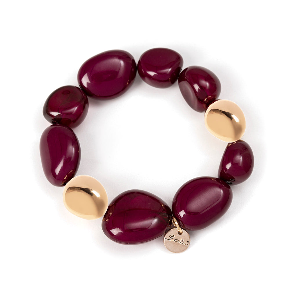 Bracciale elastico ad elementi asimmetrici Land - Rosso - Sodini Bijoux