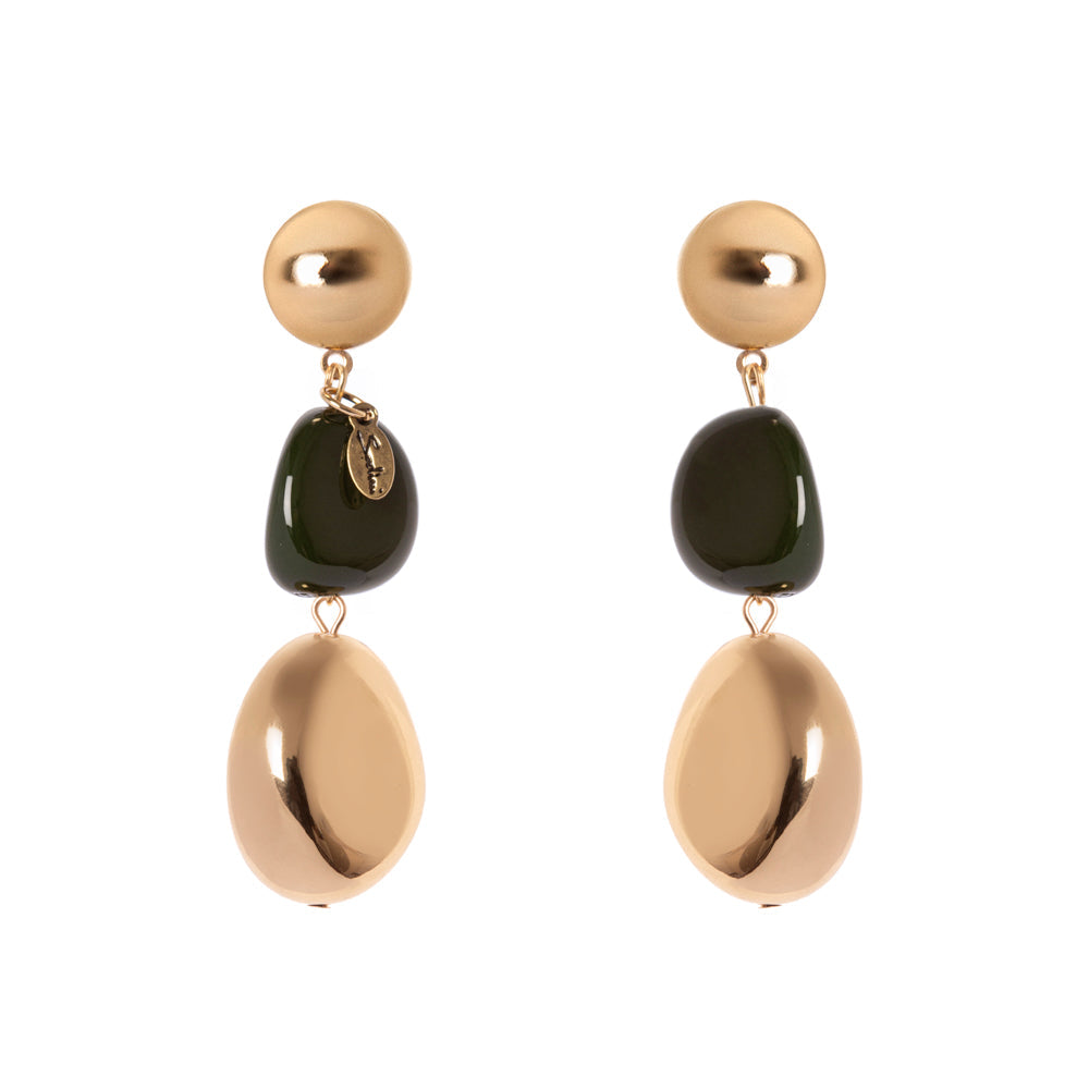 Orecchini ad elementi asimmetrici Land - Verde - Sodini Bijoux