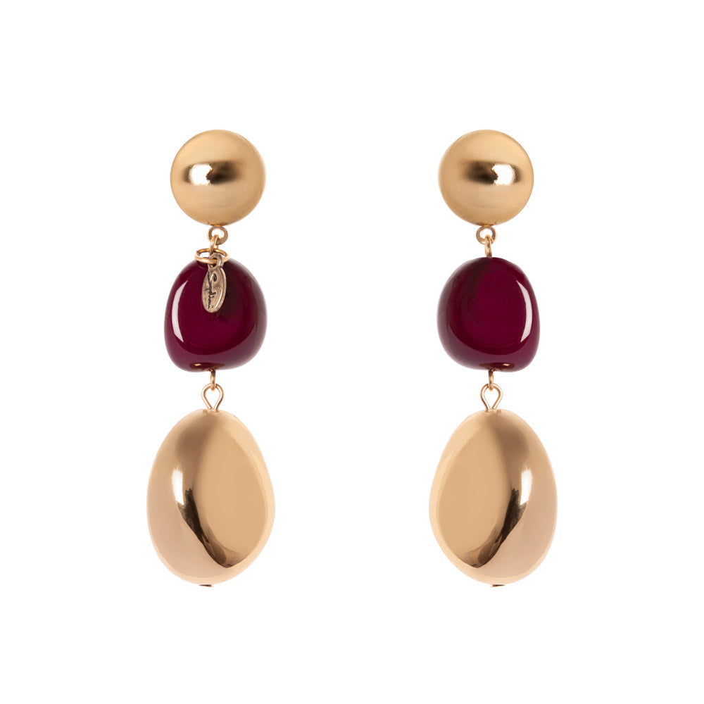 Orecchini ad elementi asimmetrici Land - Rosso - Sodini Bijoux