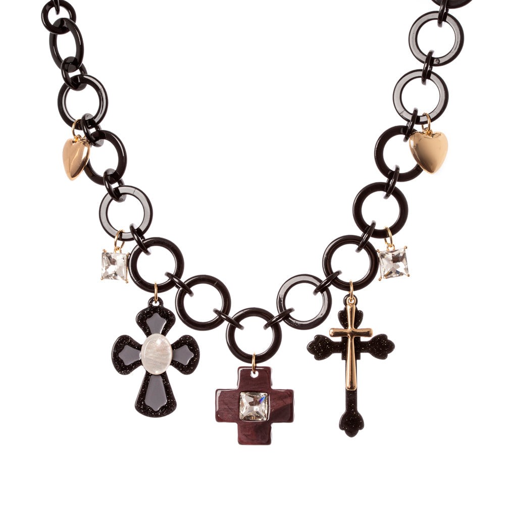 Necklace rings and crosses Latina - Black - Sodini Bijoux