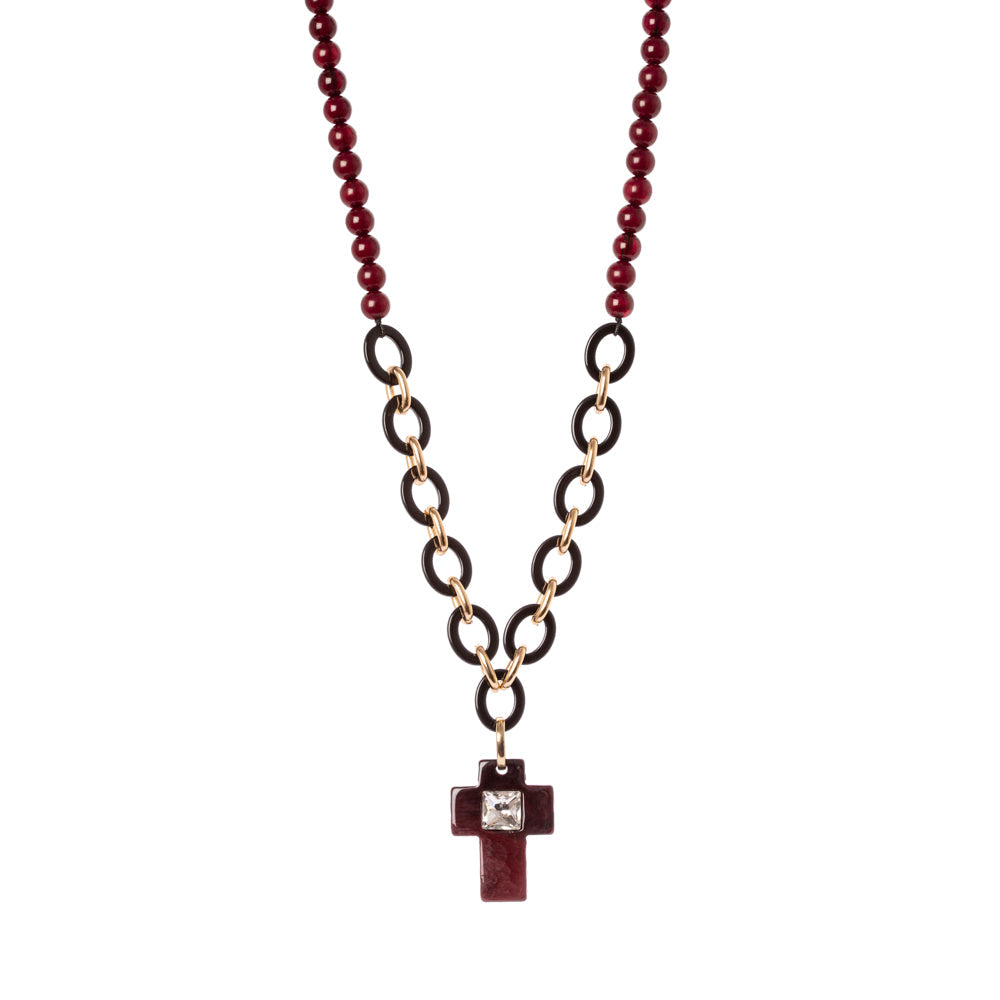 Collana con croce pendente Latina - Rosso - Sodini Bijoux