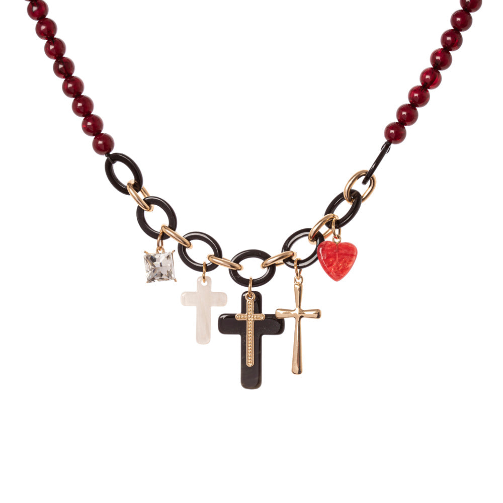 Girocollo anelli e croci Latina - Rosso - Sodini Bijoux