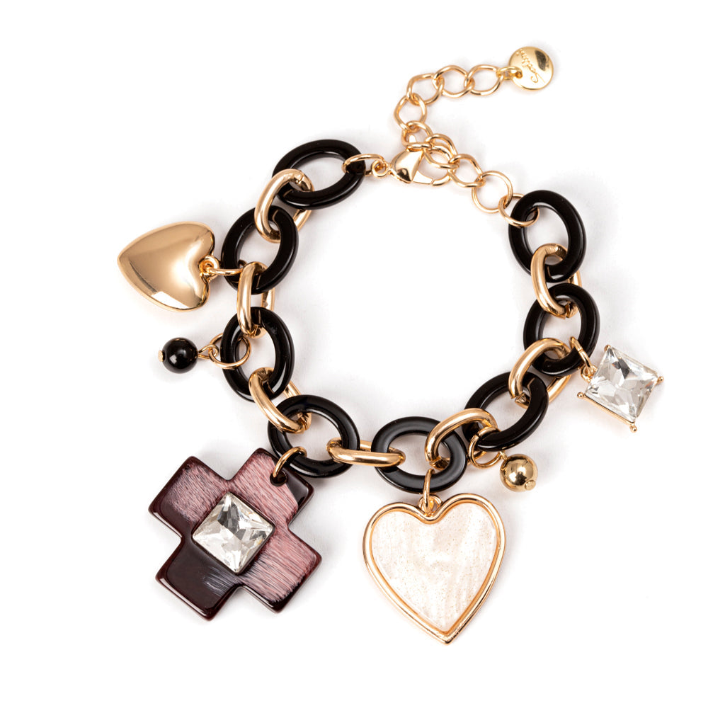 Bracciale anelli e pendenti Latina - Nero e oro - Sodini Bijoux