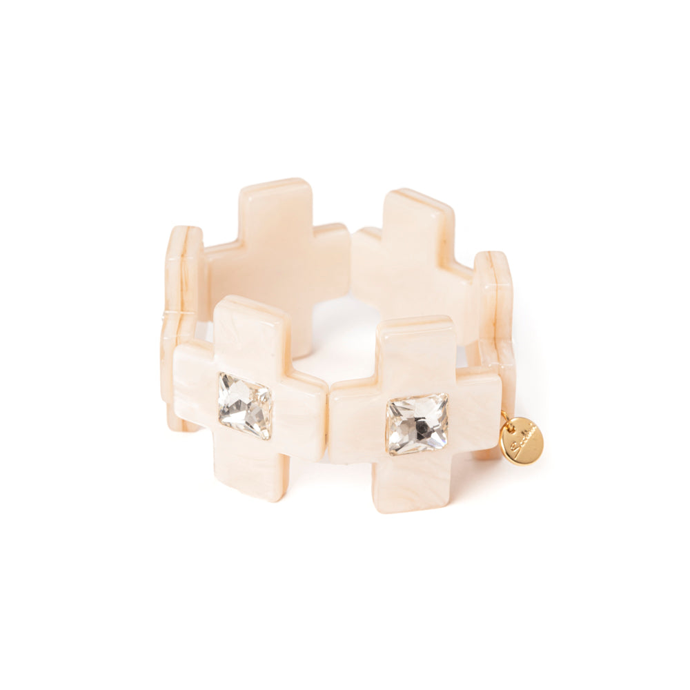 Bracciale elastico con croci Latina - Bianco - Sodini Bijoux