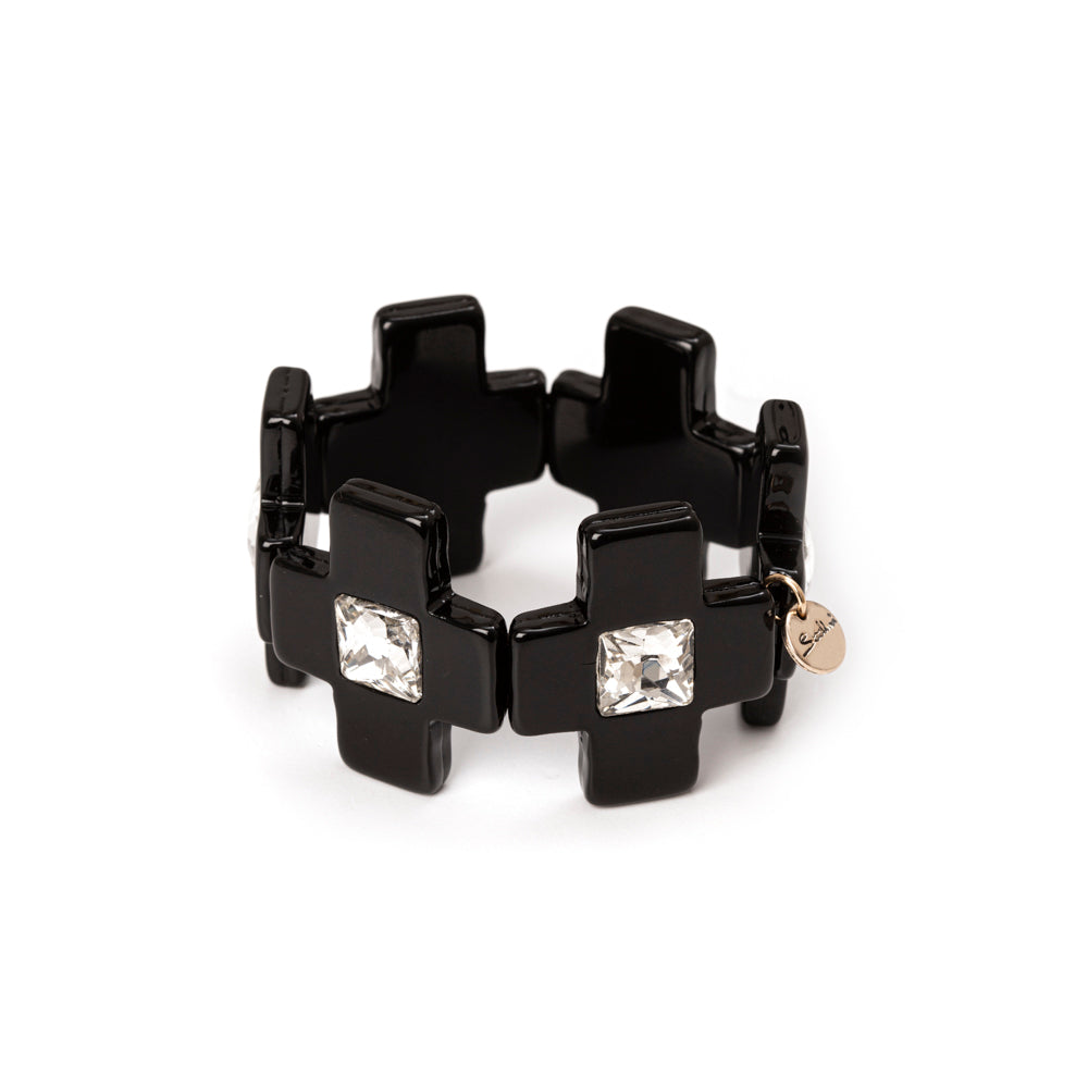 Bracciale elastico con croci Latina - Nero - Sodini Bijoux