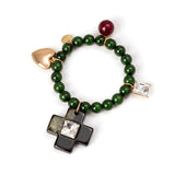Bracciale elastico cuore e croce Latina - Verde - Sodini Bijoux