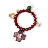 Bracciale elastico cuore e croce Latina - Rosso - Sodini Bijoux