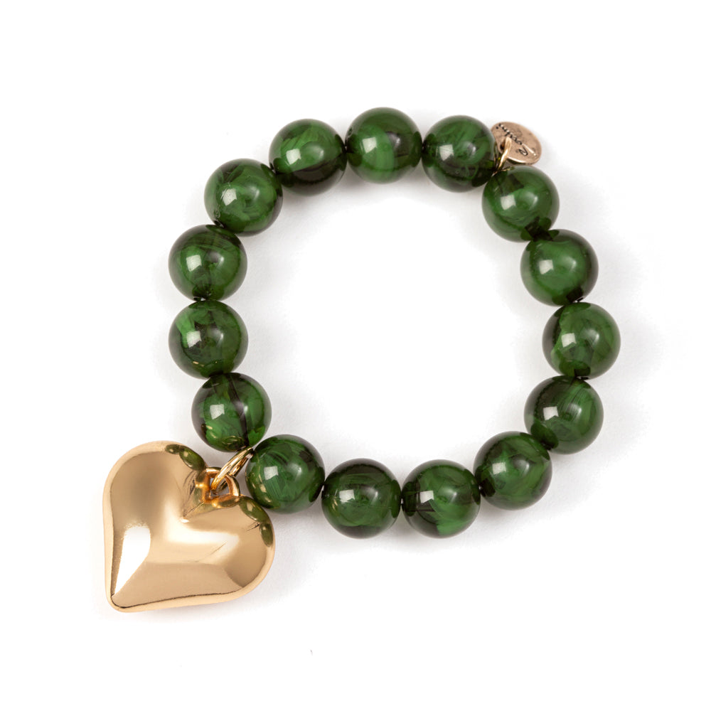 Bracciale elastico con cuore Latina - Verde - Sodini Bijoux