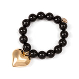 Bracciale elastico con cuore Latina - Nero - Sodini Bijoux